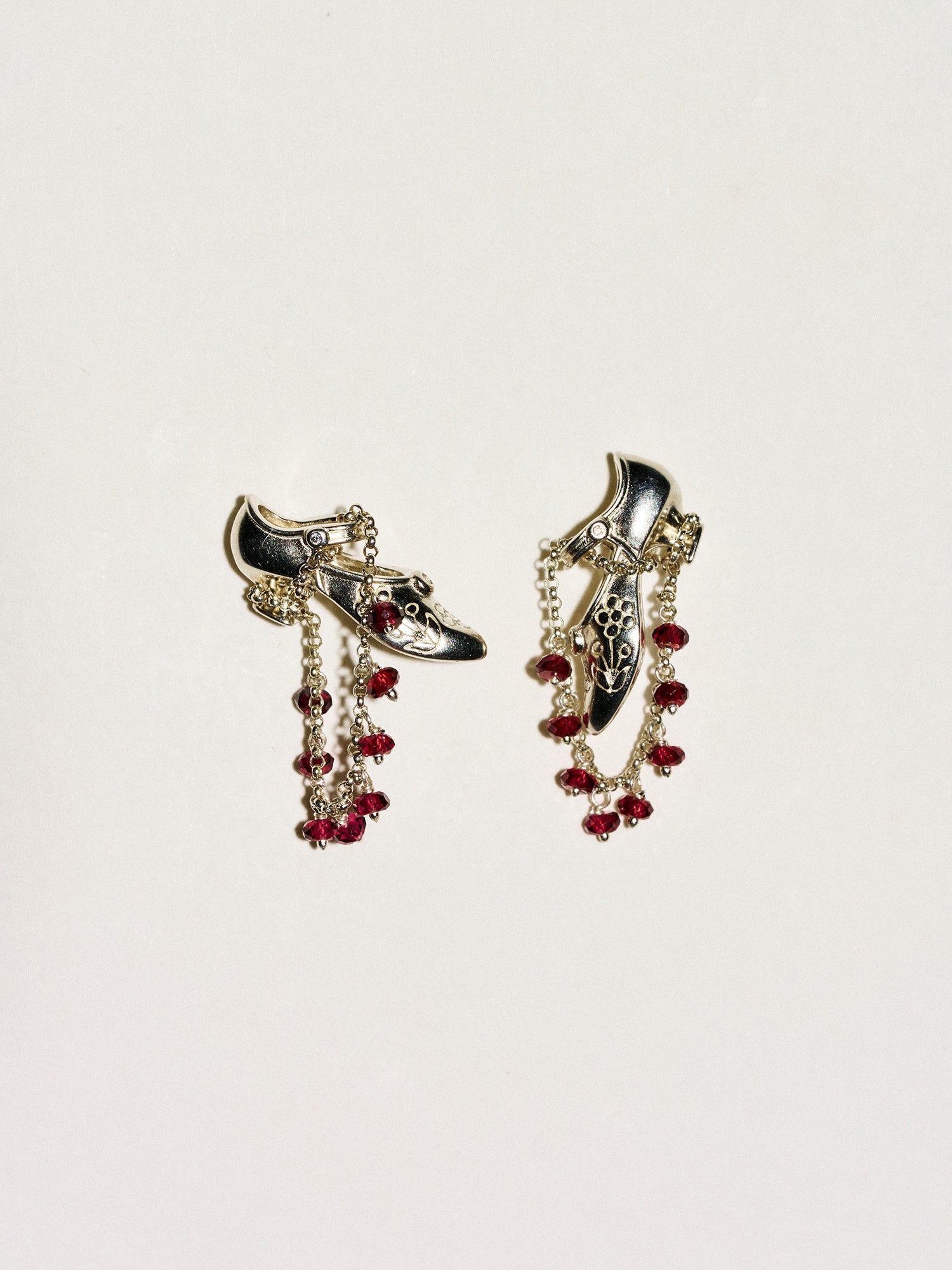 Vintage Mary Jane Shoe Earrings – Garnet Variation
