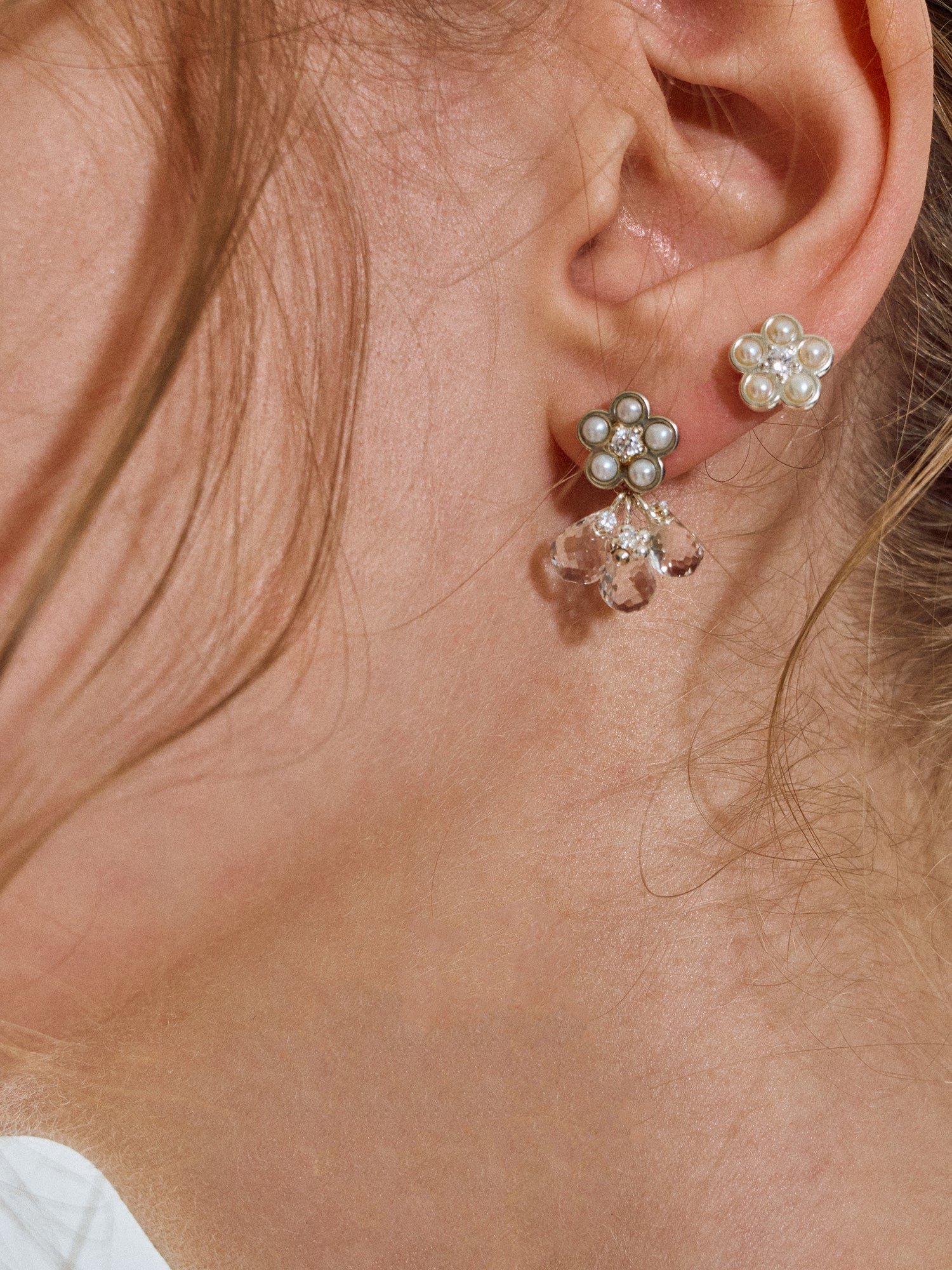 Matte Pearl Blossom Earrings