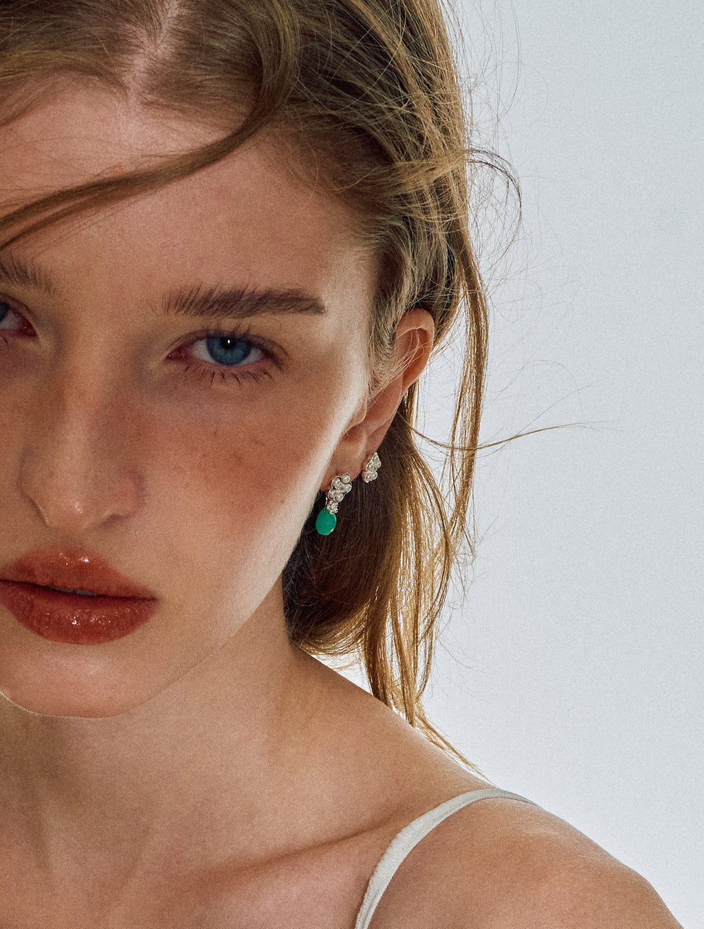 Matte Pearl Blossom Earrings – Jade Variation
