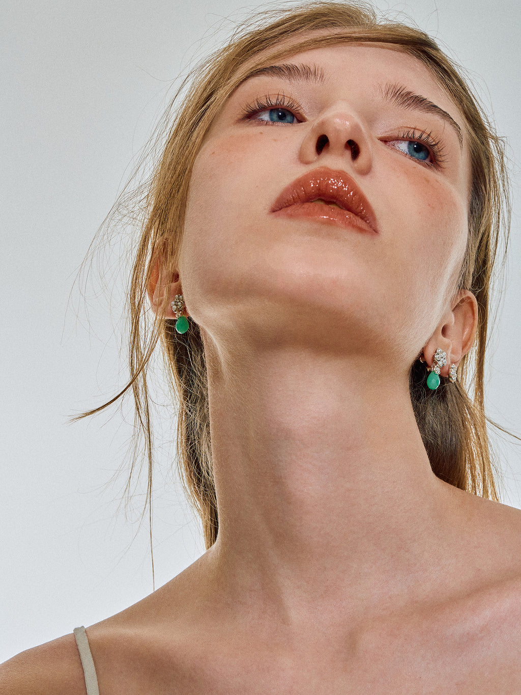 Matte Pearl Blossom Earrings – Jade Variation