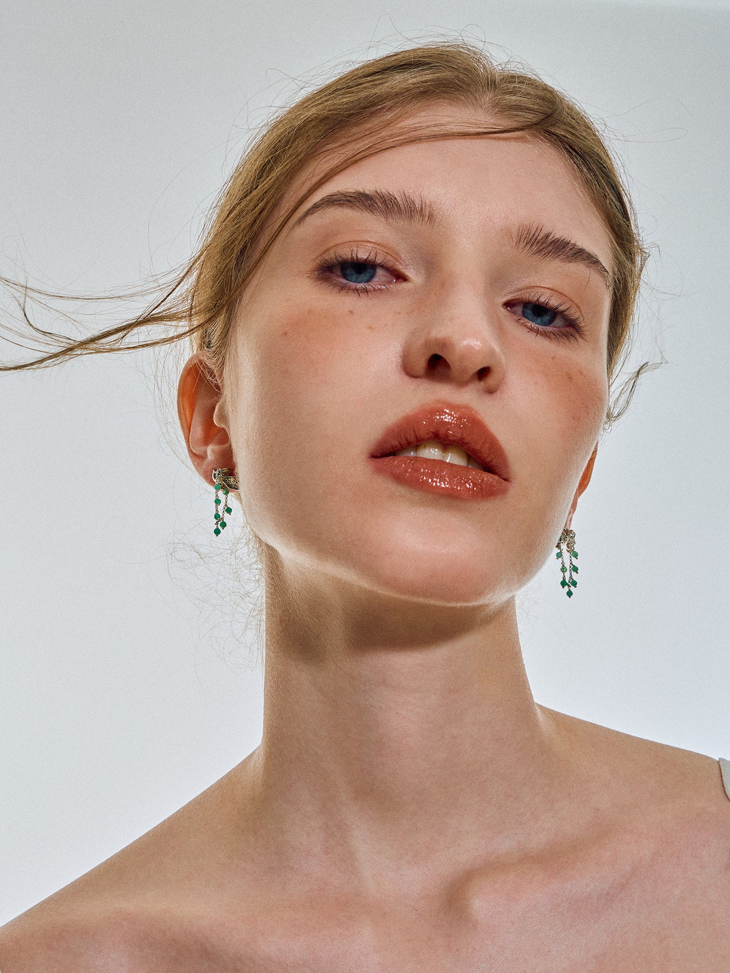 Matte Pearl Blossom Earrings – Jade Variation