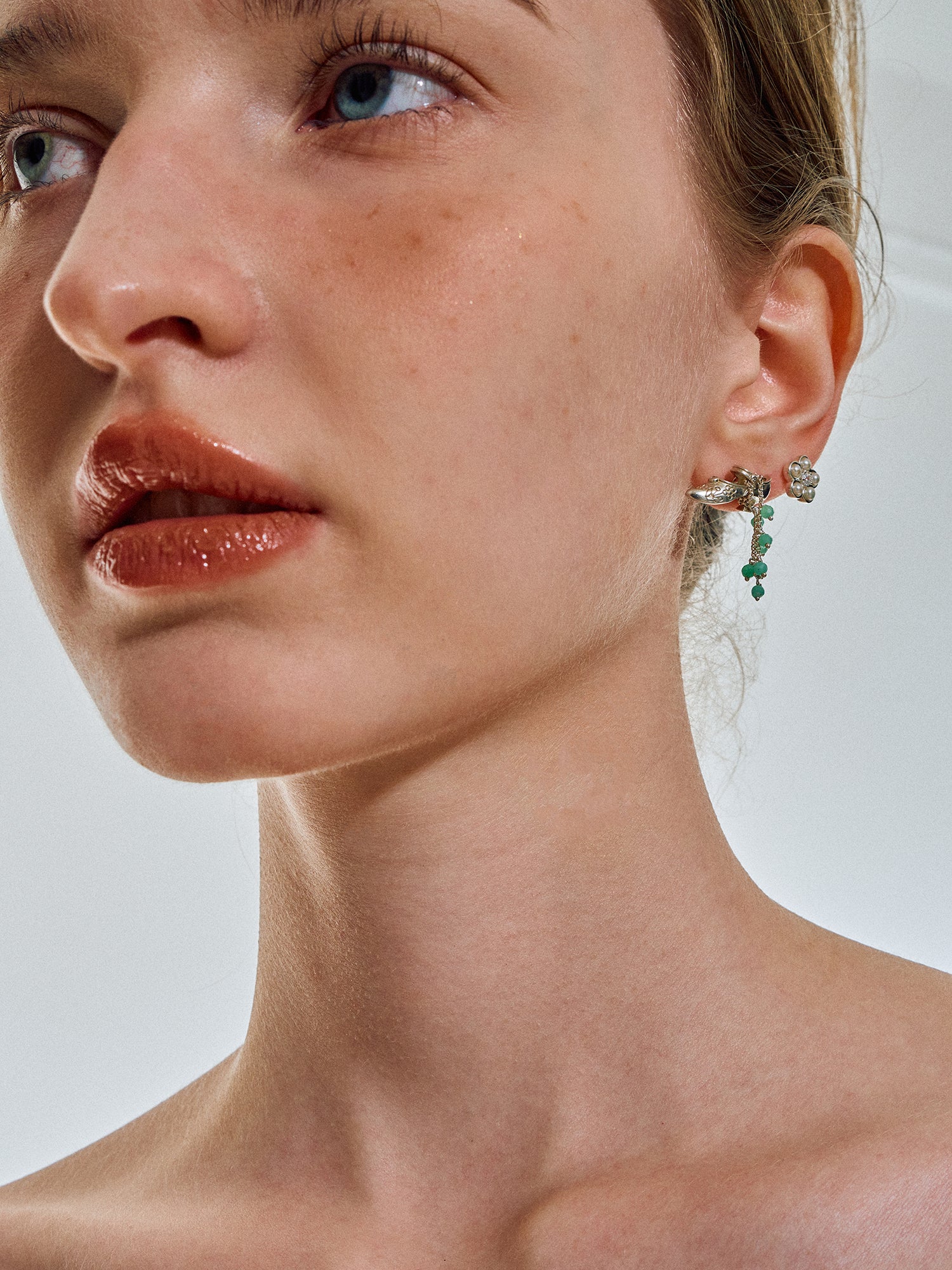 Matte Pearl Blossom Earrings – Jade Variation