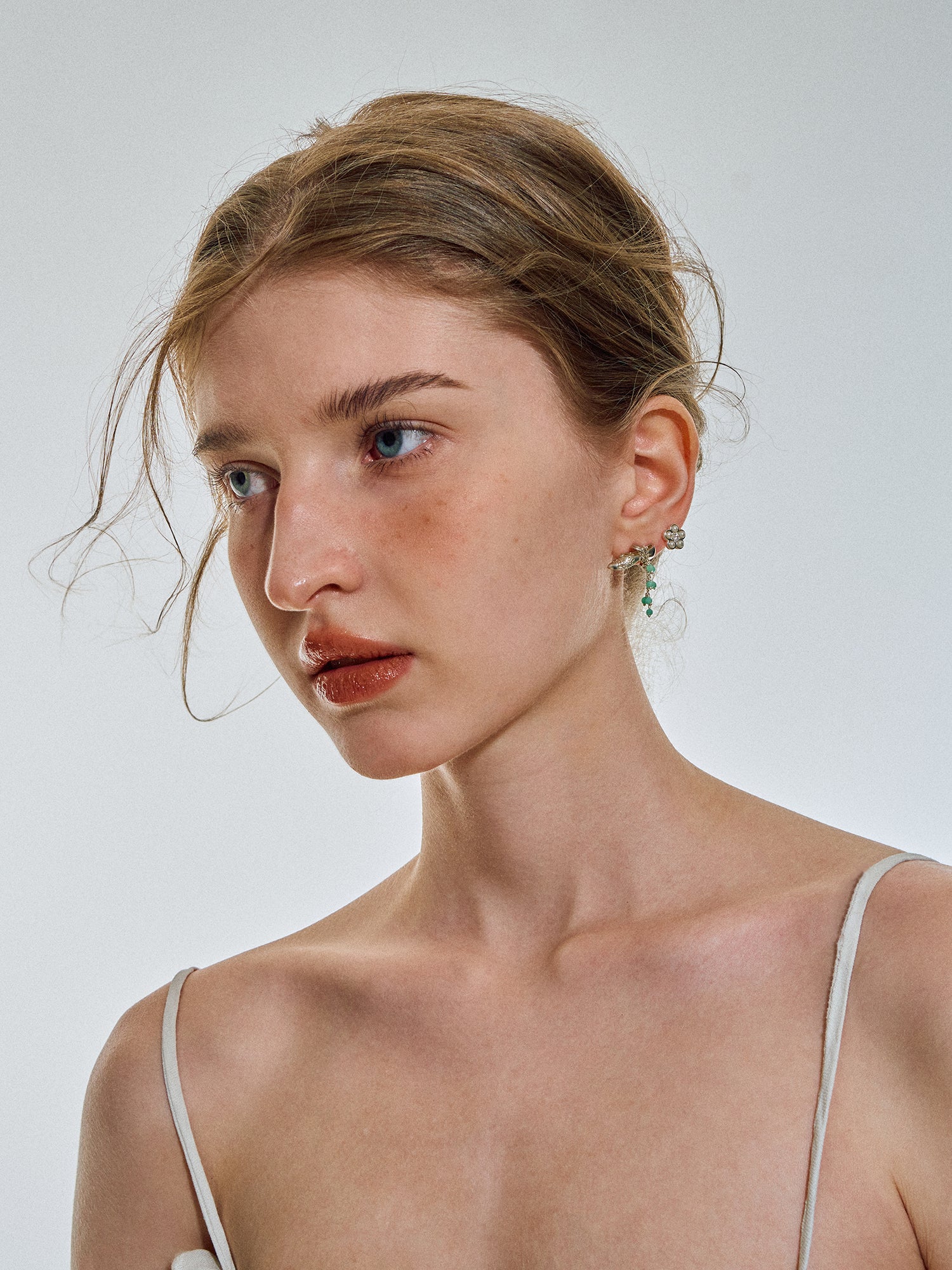 Matte Pearl Blossom Earrings – Jade Variation