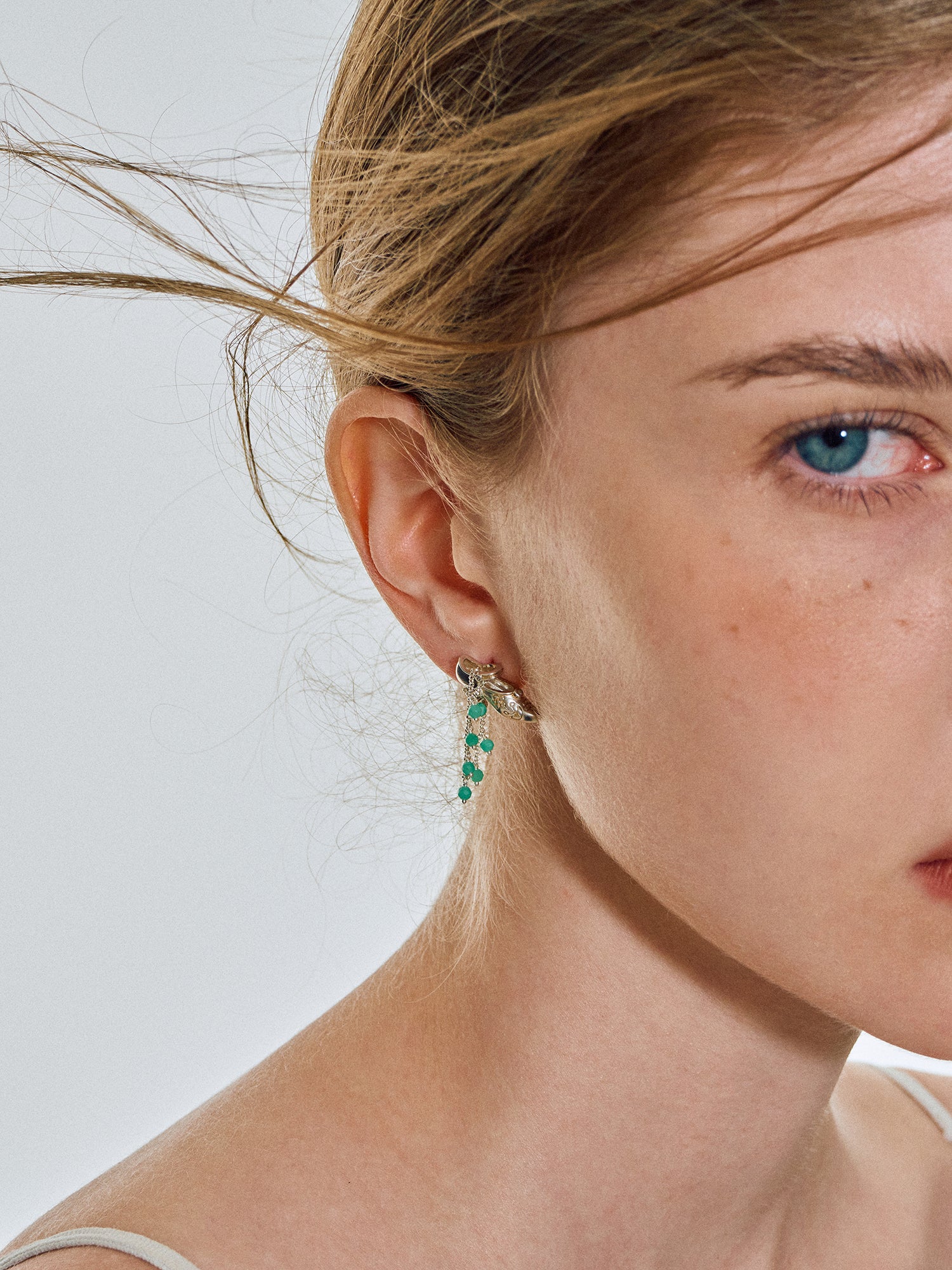 Matte Pearl Blossom Earrings – Jade Variation