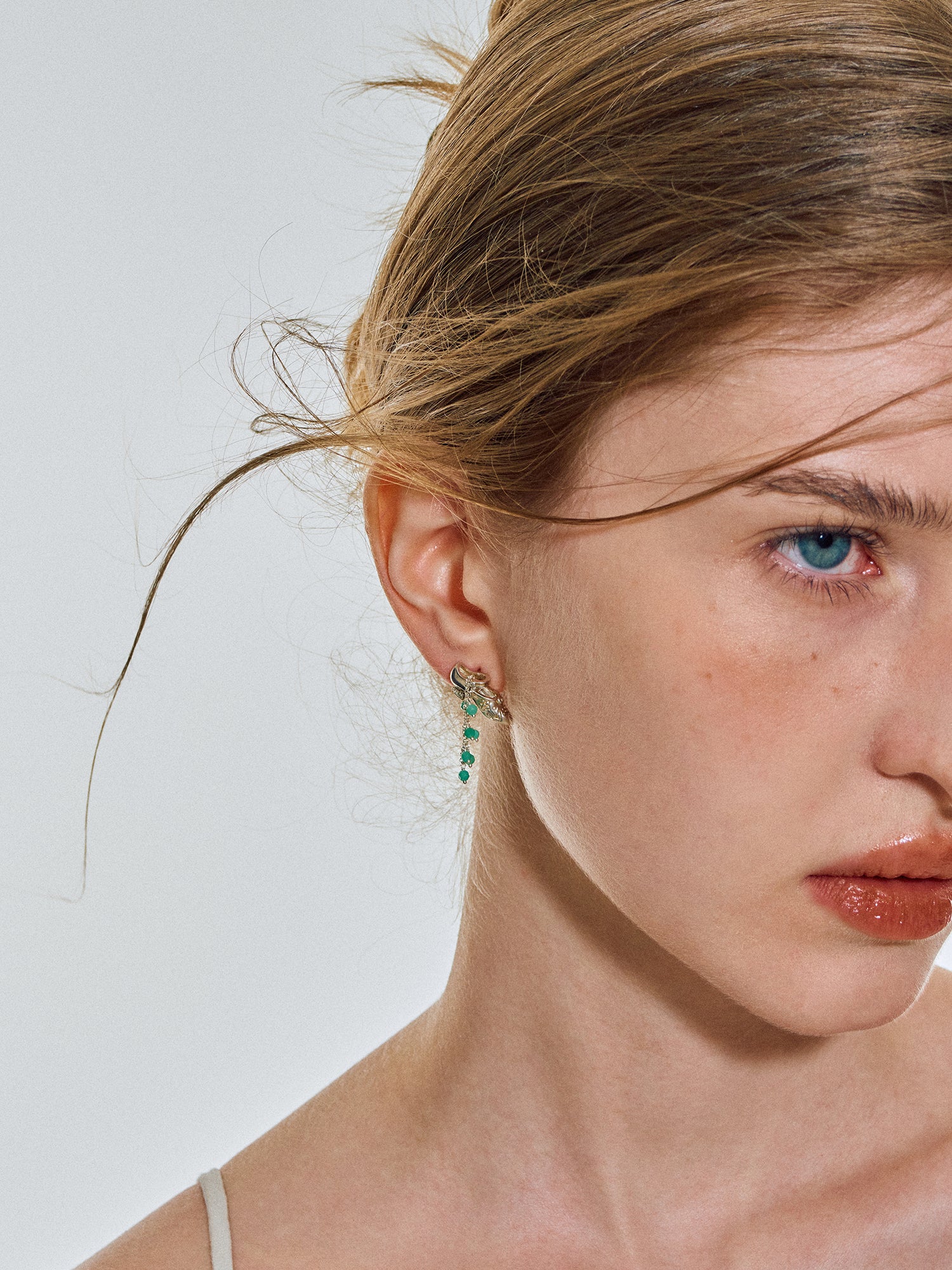 Matte Pearl Blossom Earrings – Jade Variation