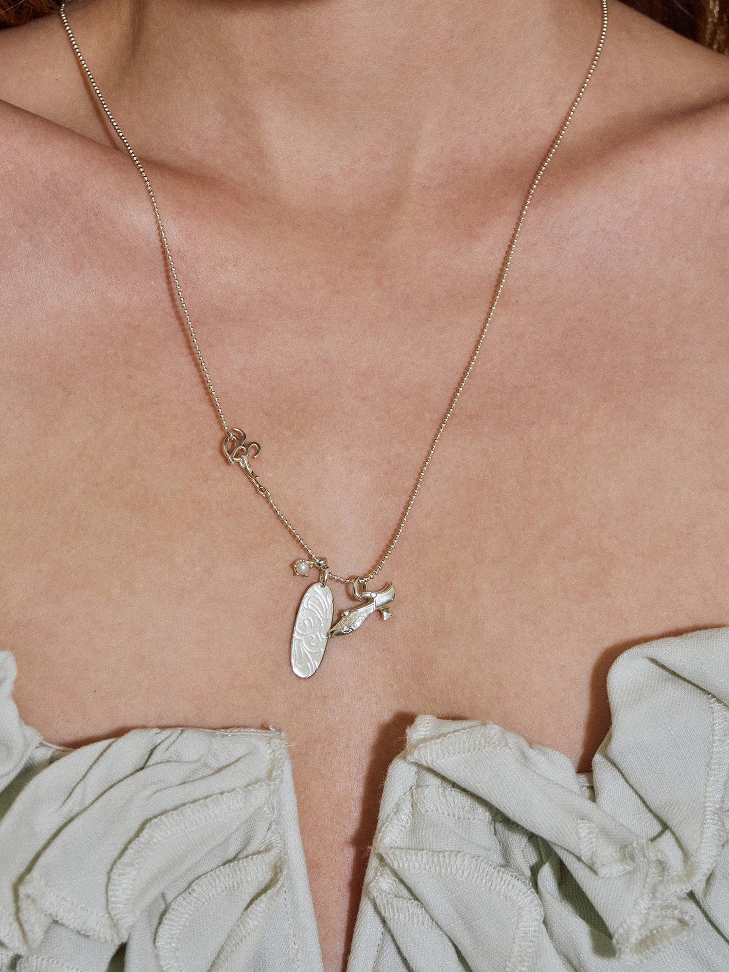 Vintage Mary Jane Shoe Long Necklace