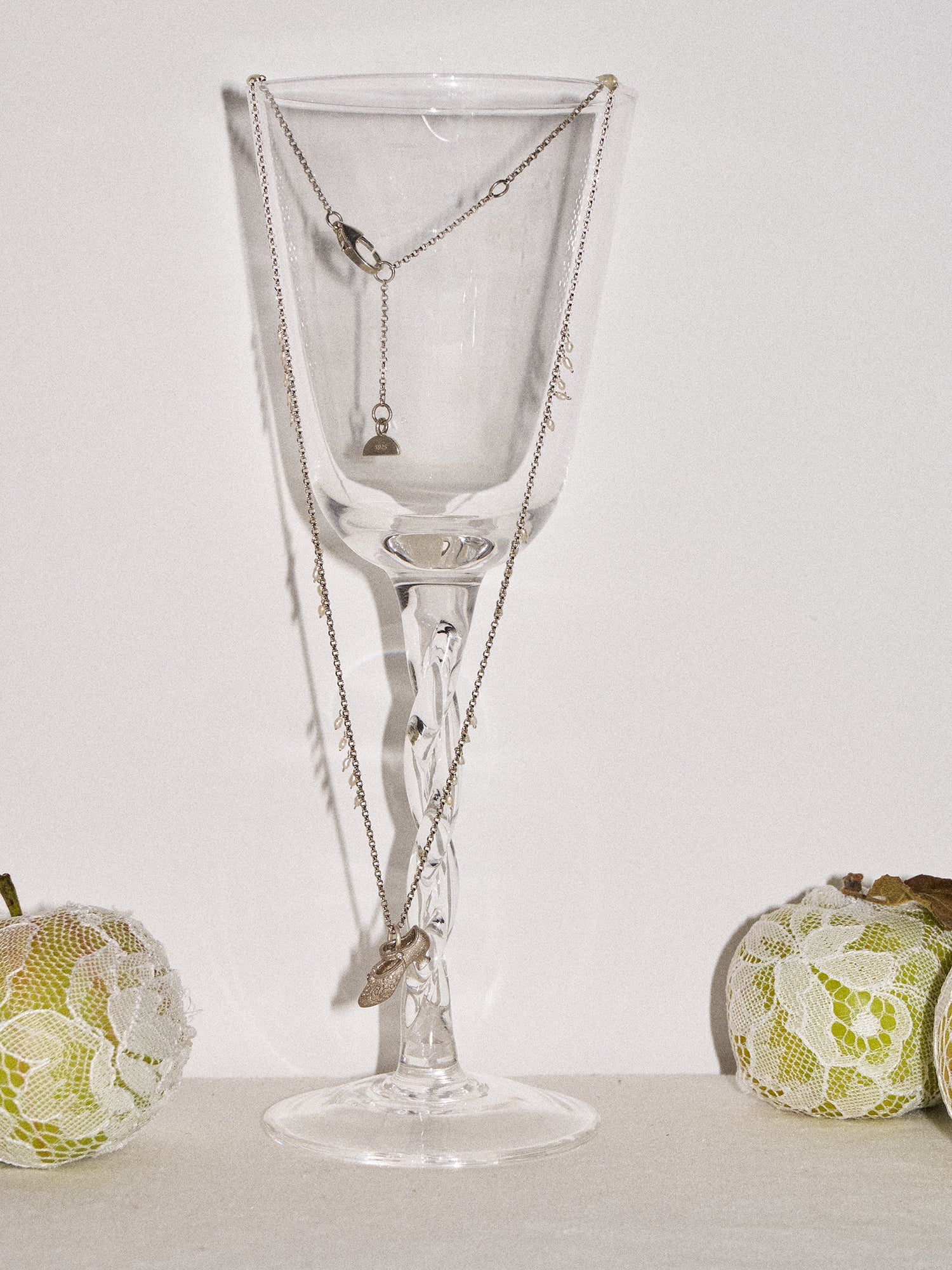 Vintage Mary Jane Shoe Necklace Adorned with Pearls
