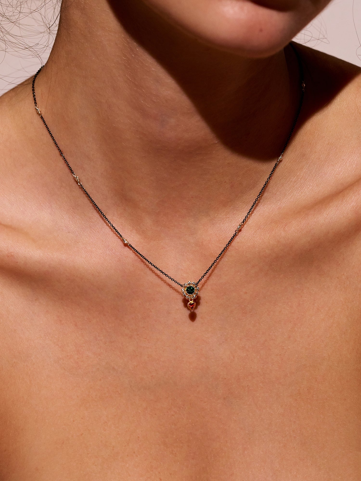 Blackened Silver Halo Necklace