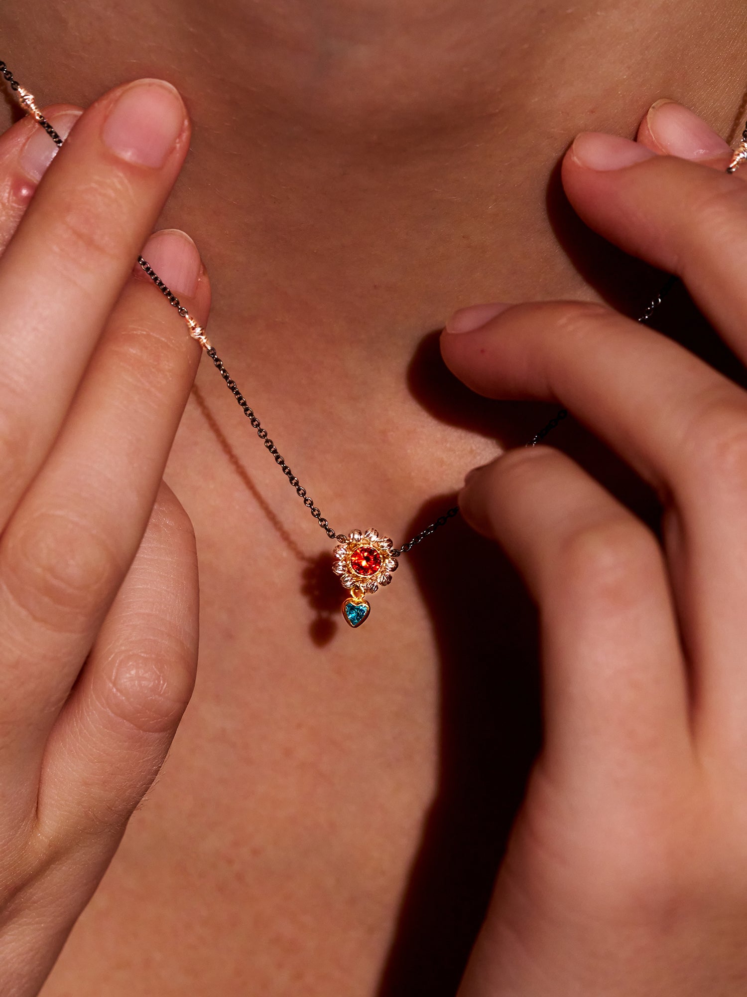 Blackened Silver Halo Necklace