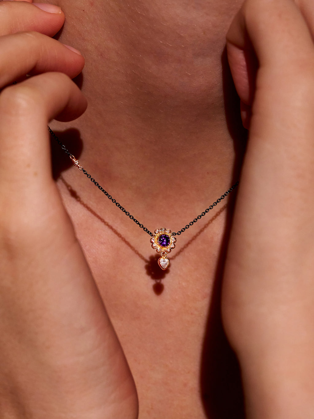 Blackened Silver Halo Necklace