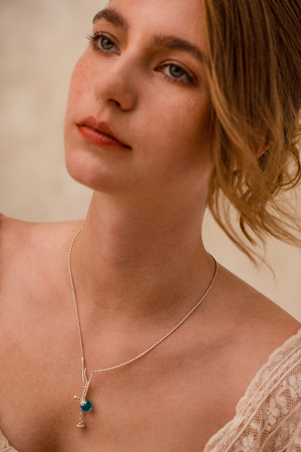 Blue Perfume Bottle Necklace