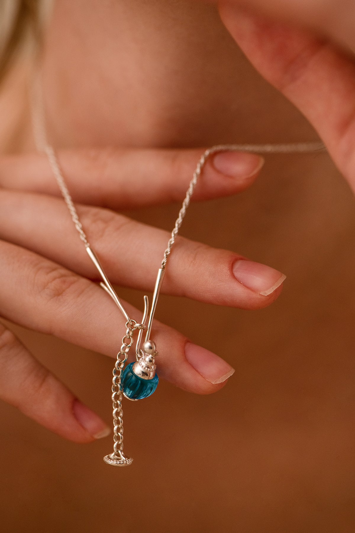 Blue Perfume Bottle Necklace