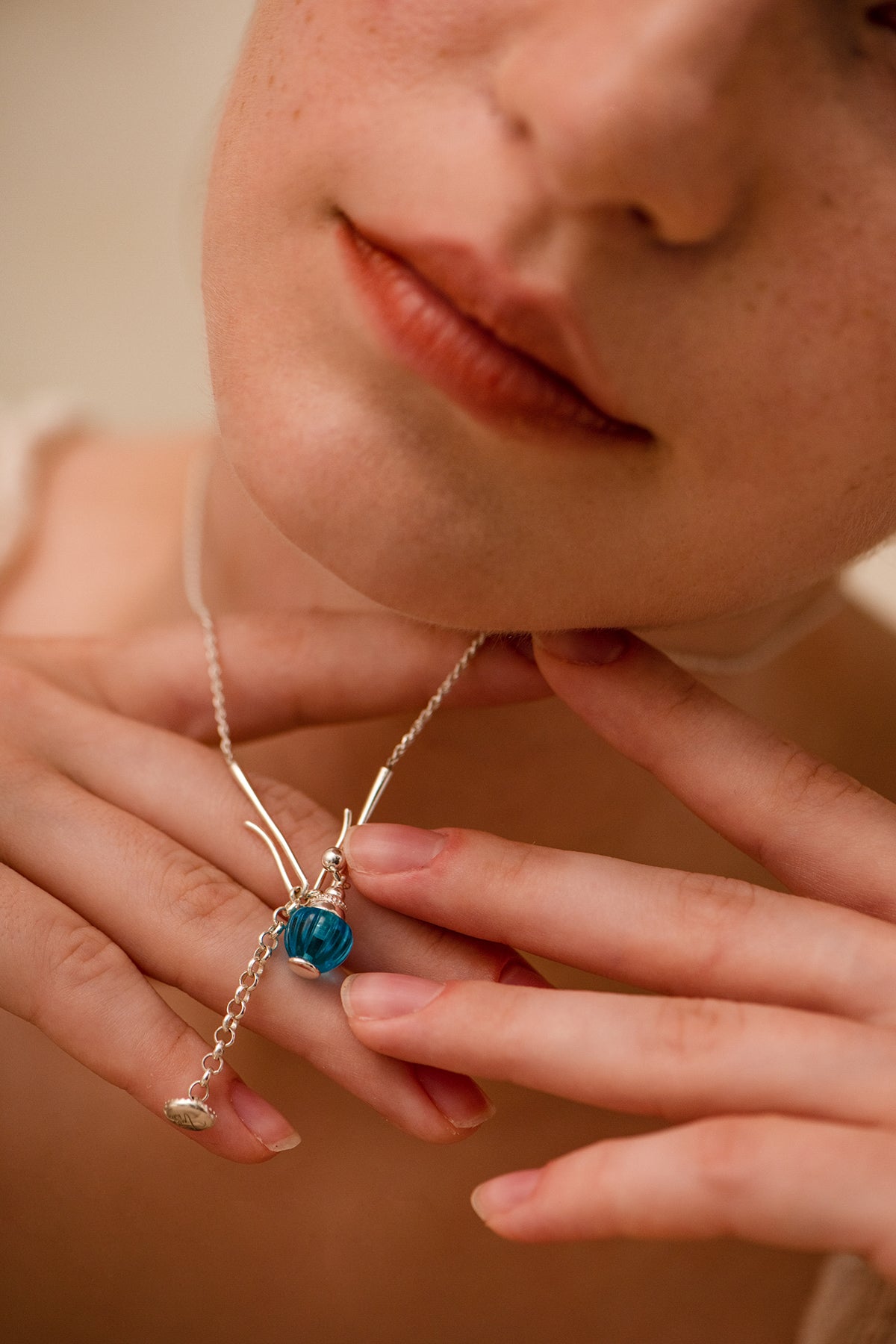 Blue Perfume Bottle Necklace