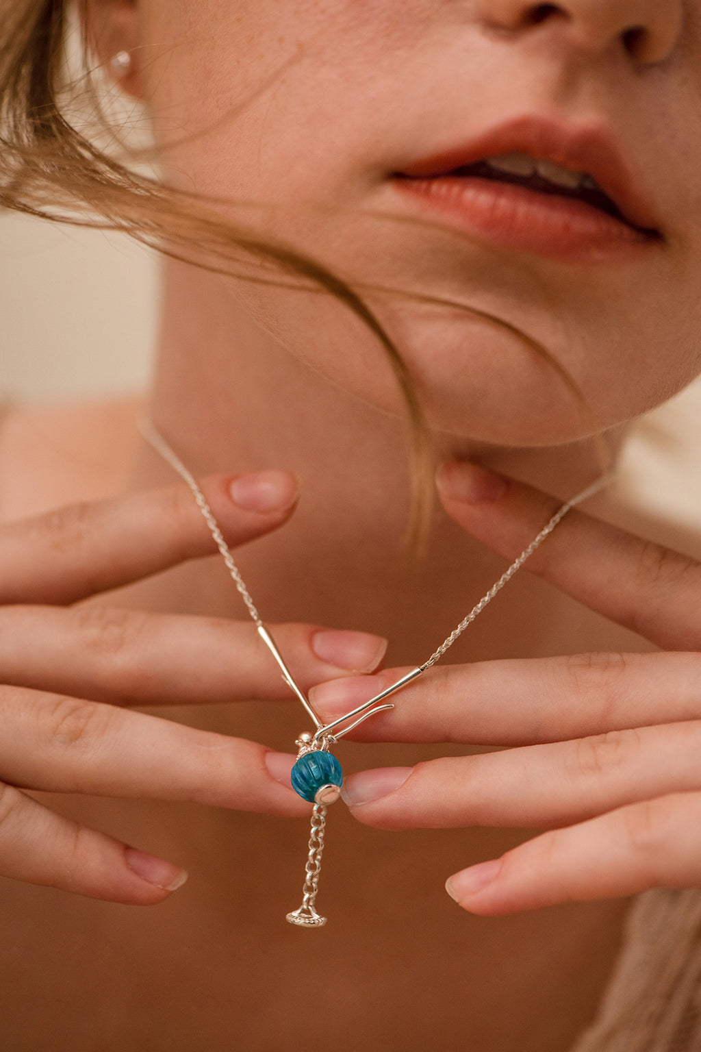 Blue Perfume Bottle Necklace