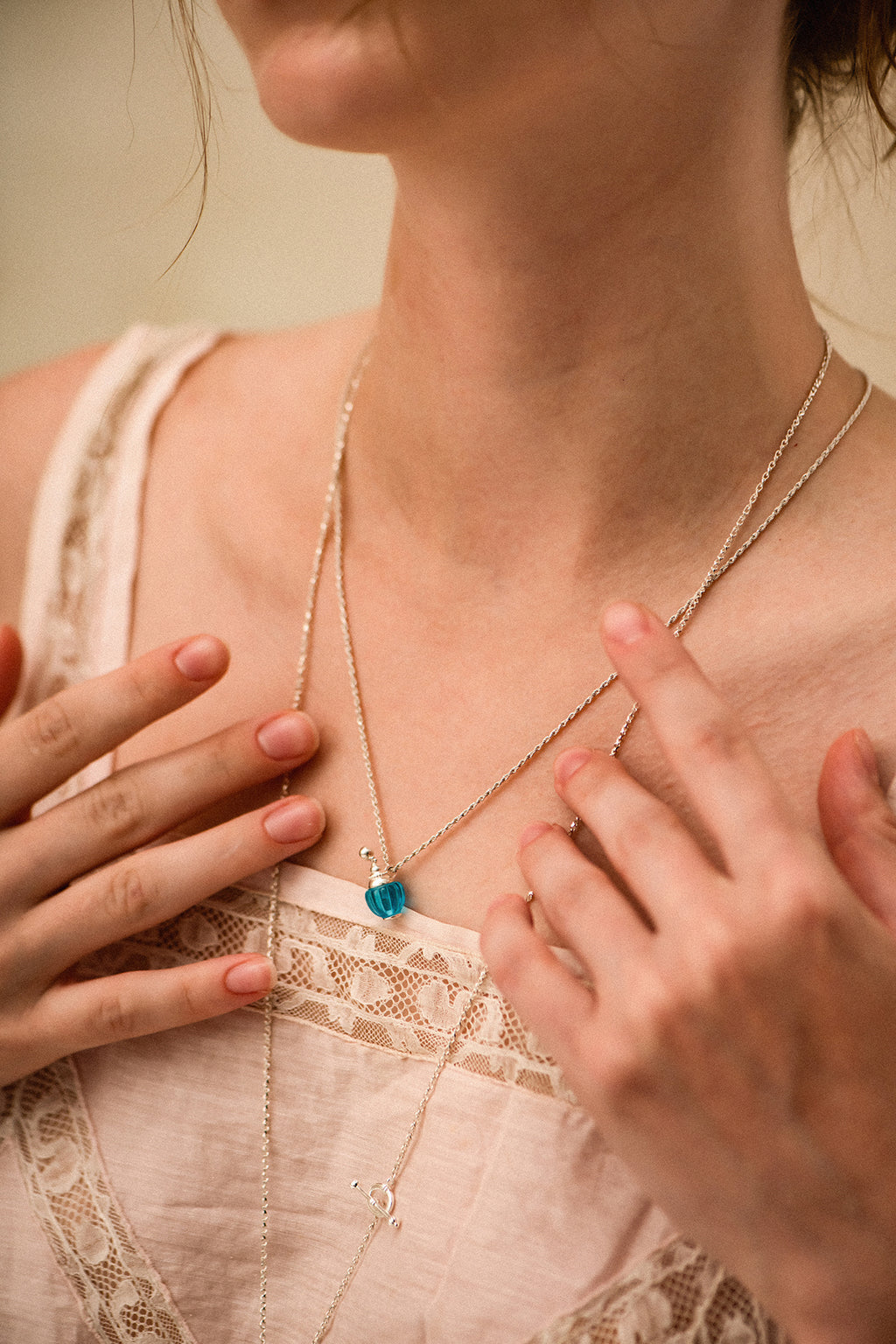 Blue Perfume Bottle Necklace