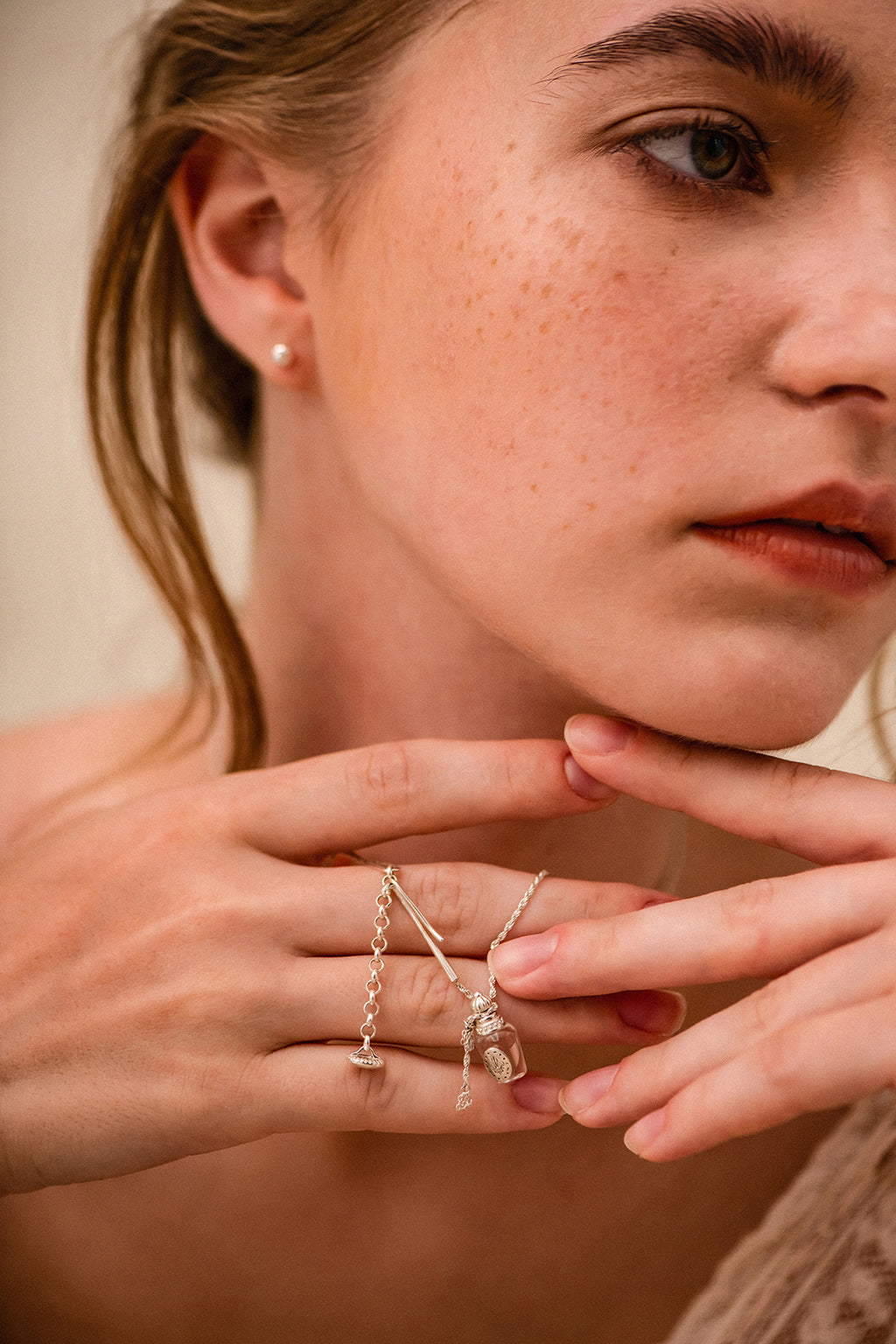 Clear Perfume Bottle Necklace