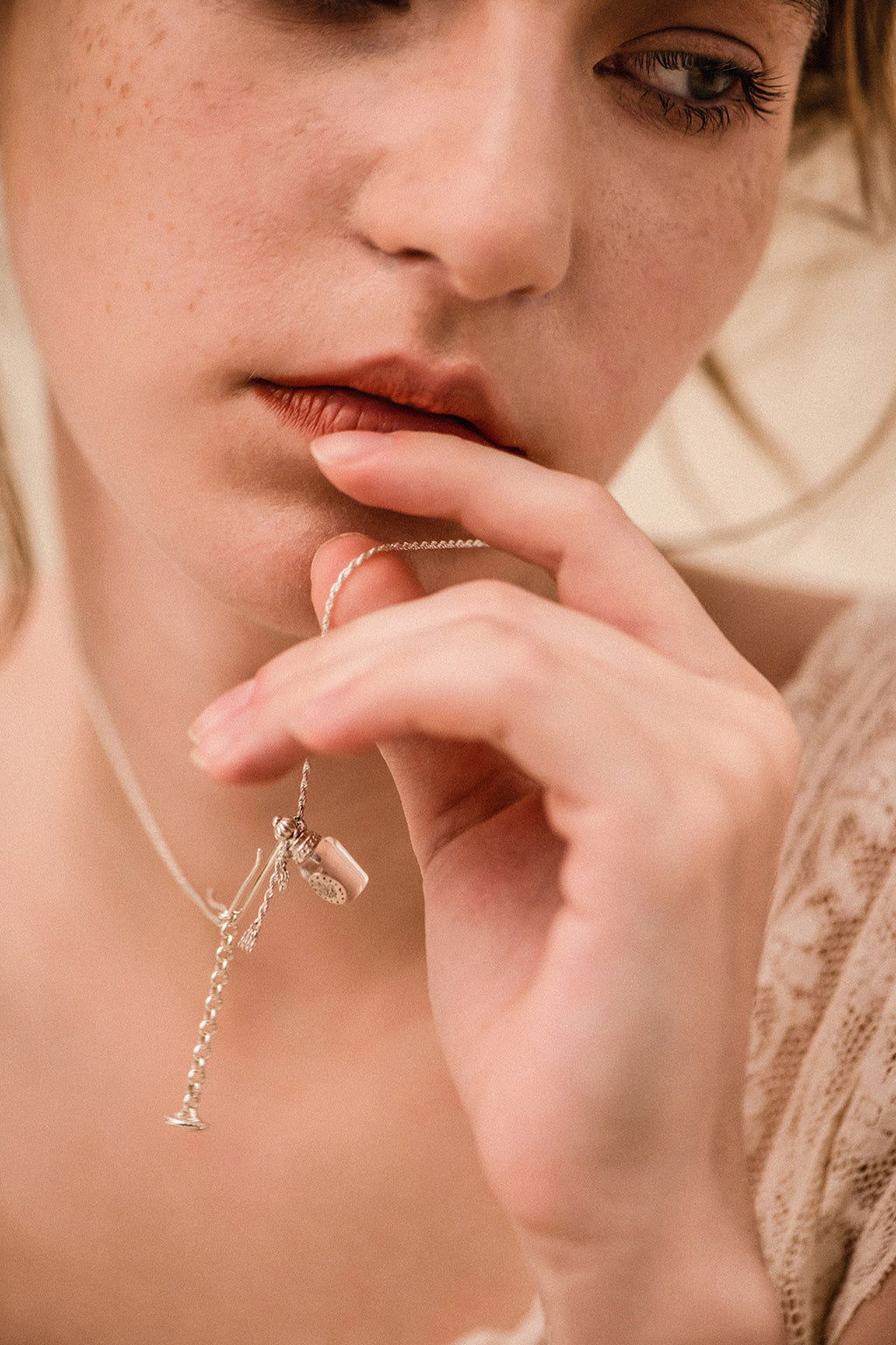 Clear Perfume Bottle Necklace