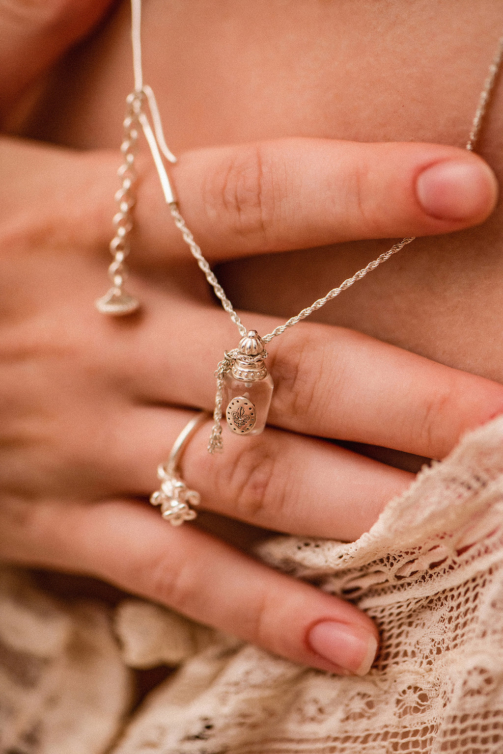 Clear Perfume Bottle Necklace