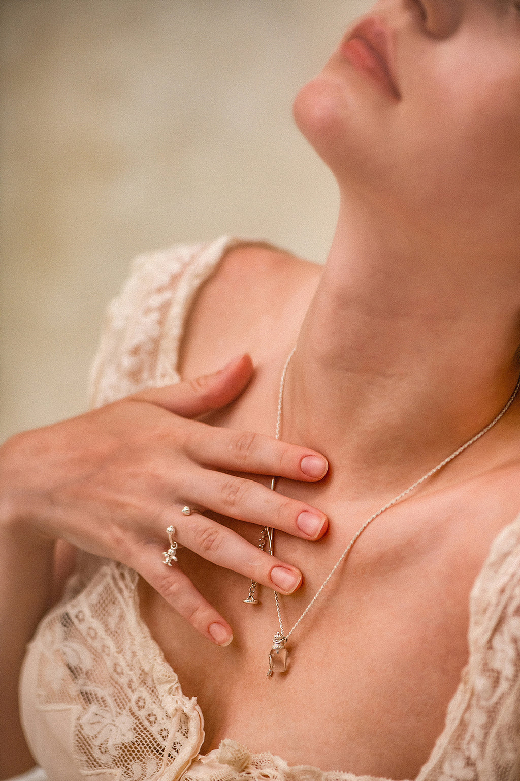 Clear Perfume Bottle Necklace