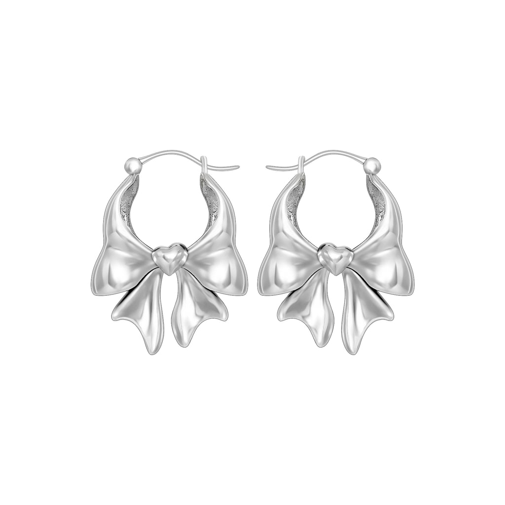 Large Bowtie Hoop Earrings in S925 Silver