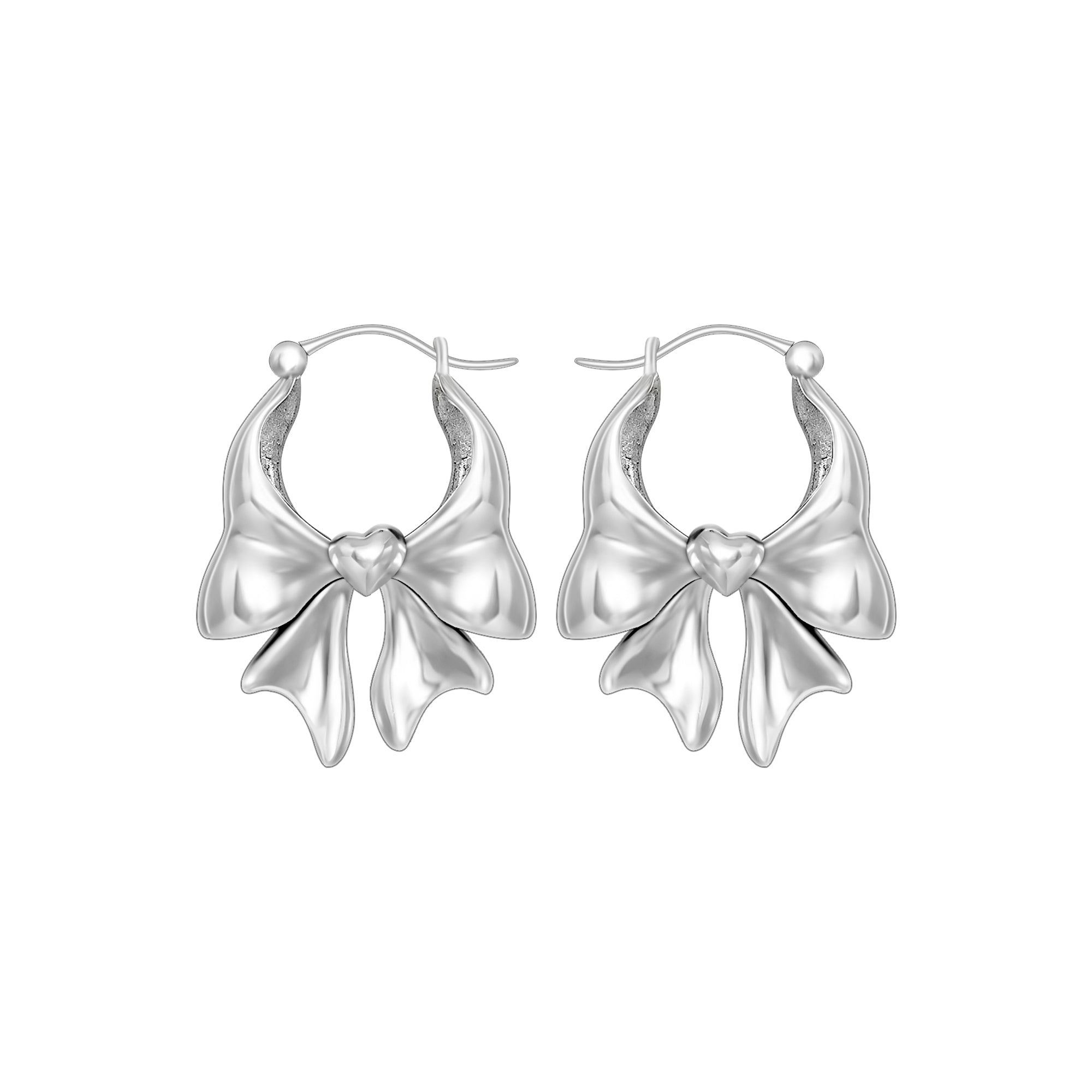 Large Bowtie Hoop Earrings in S925 Silver