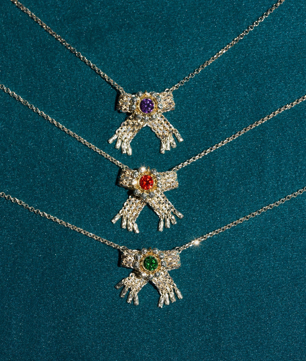 Oil Palette Bow Necklace