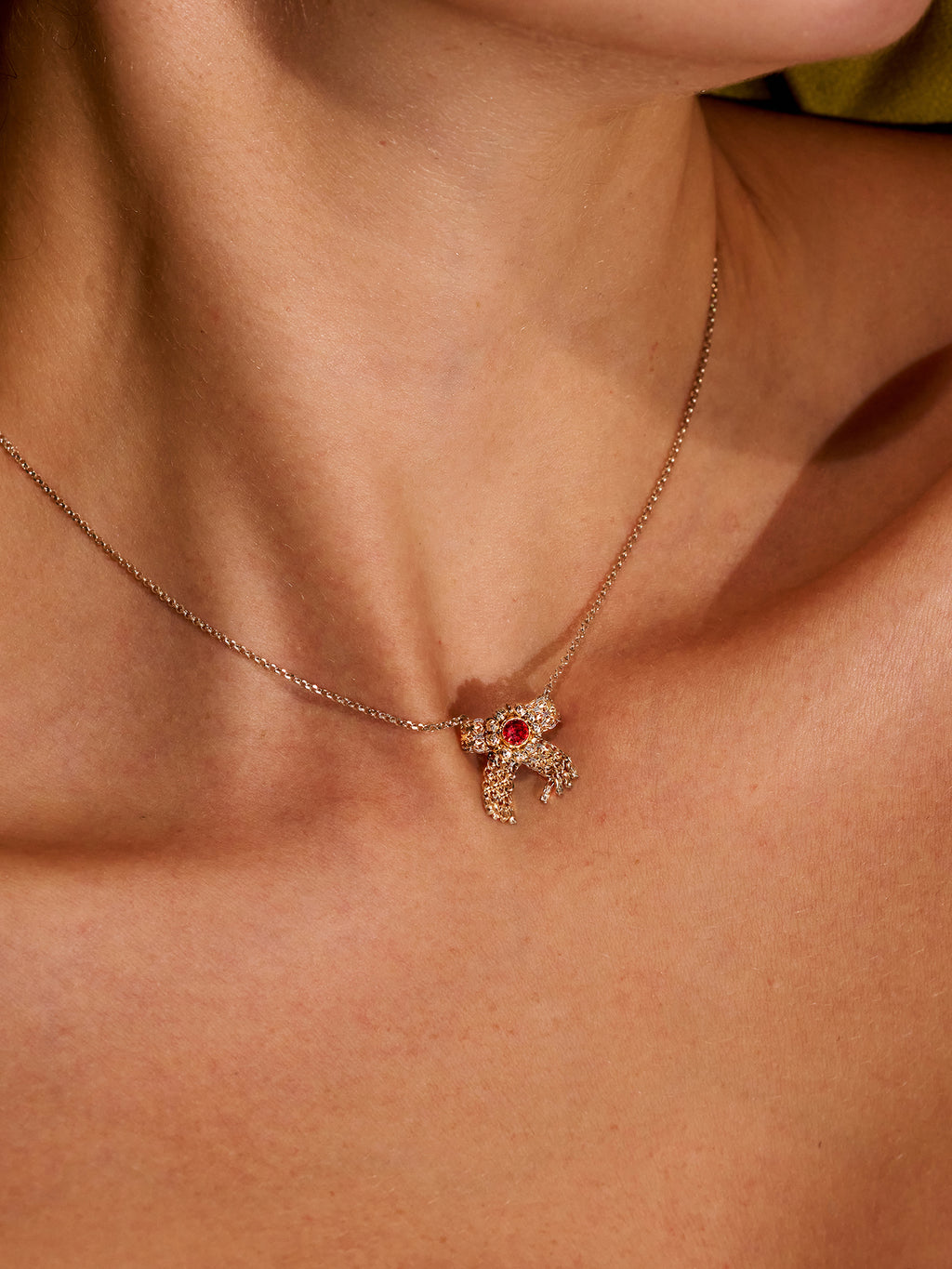 Oil Palette Bow Necklace