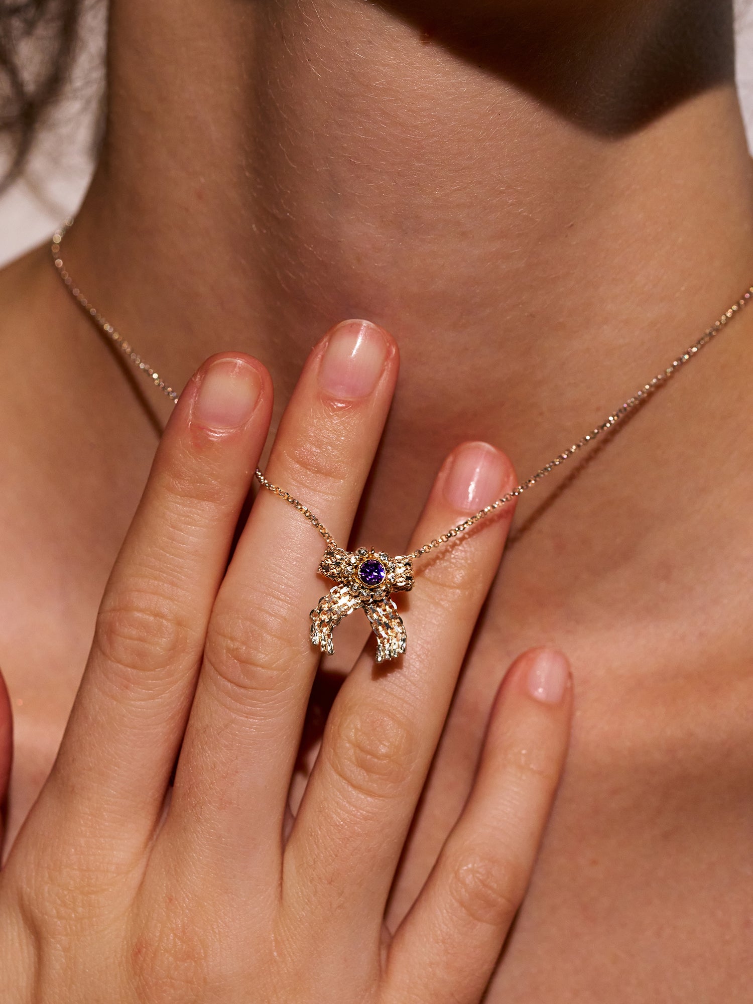 Oil Palette Bow Necklace