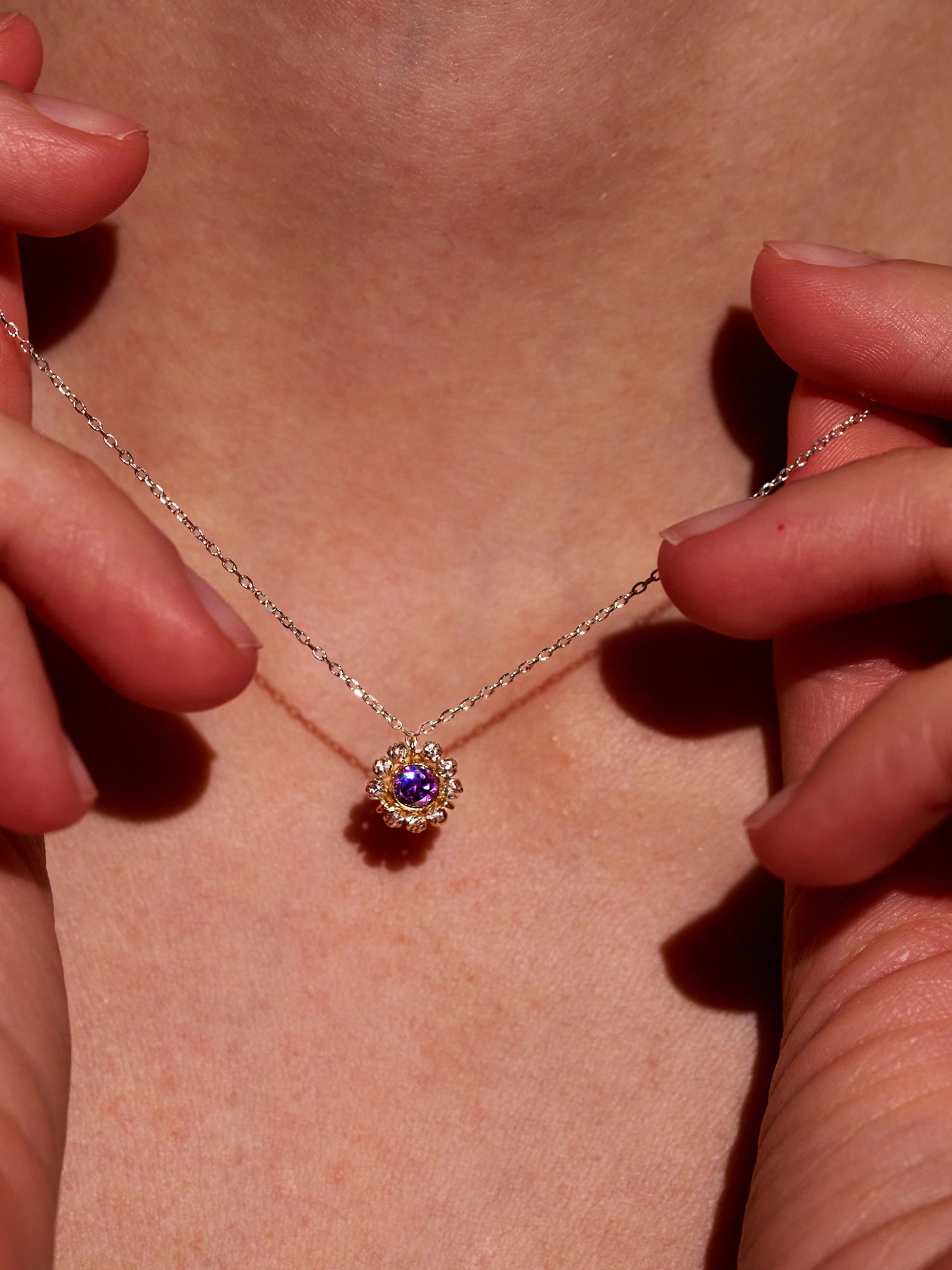 Oil Palette Silver Halo Necklace