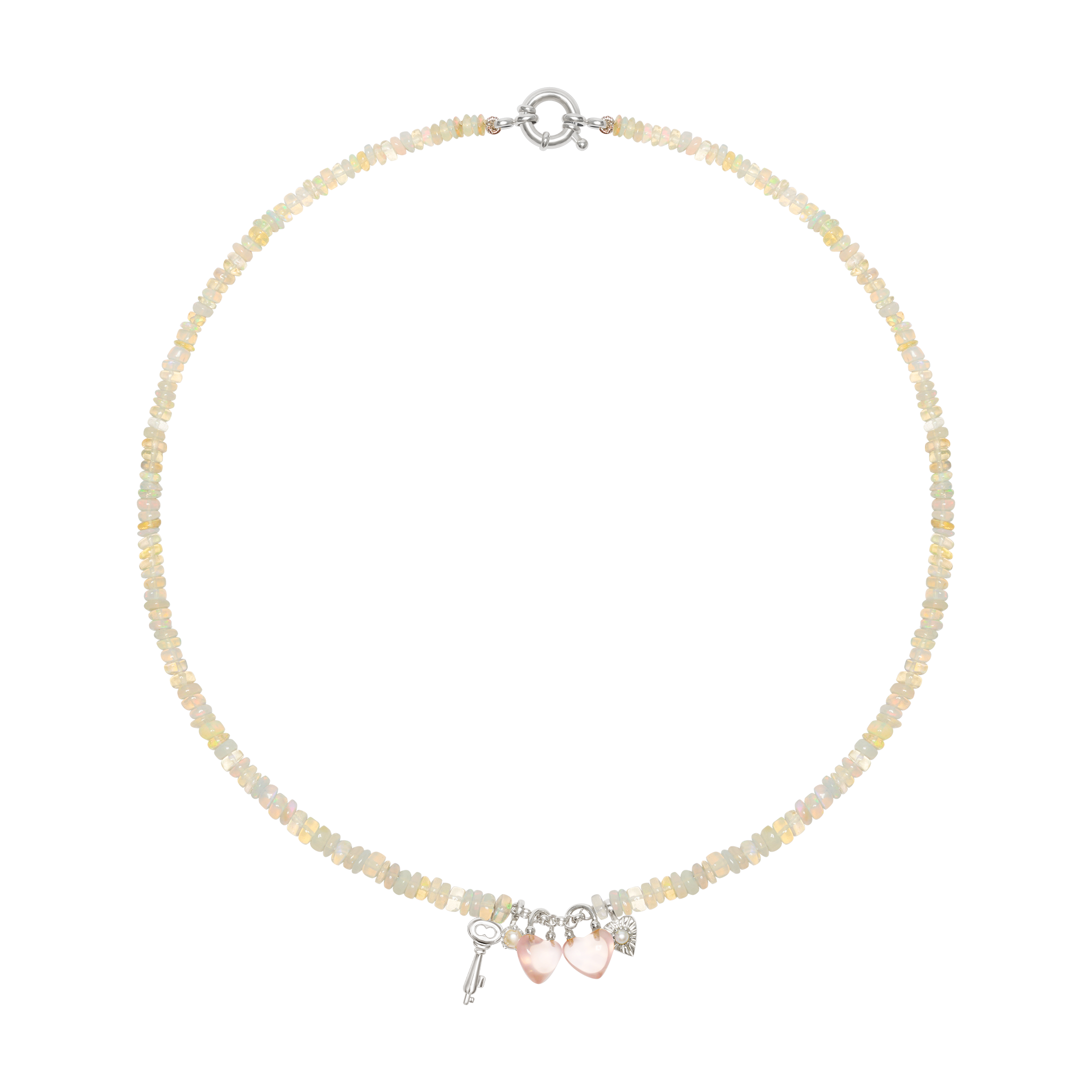 Opal & Rose Quartz Heart Necklace