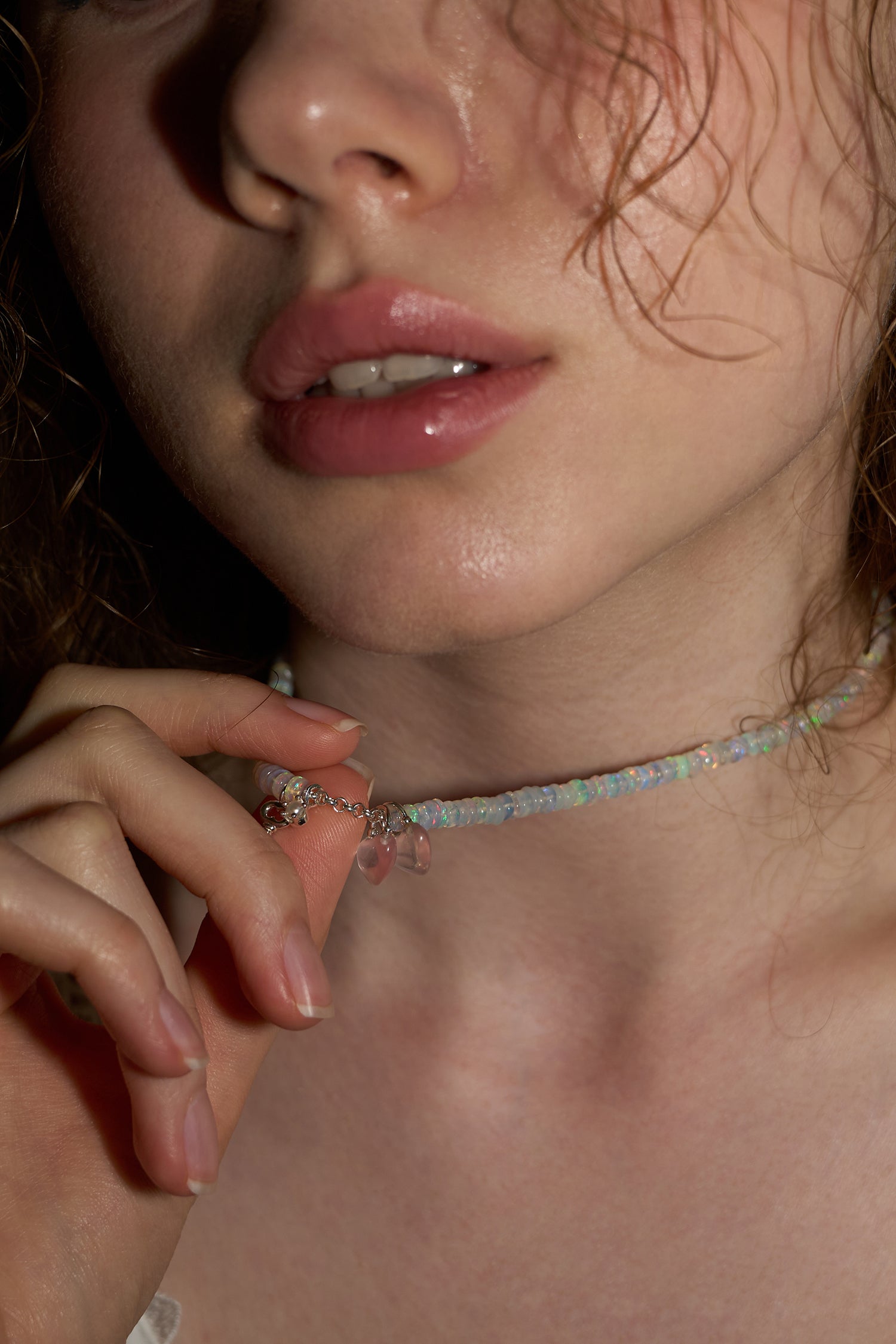 Opal & Rose Quartz Heart Necklace