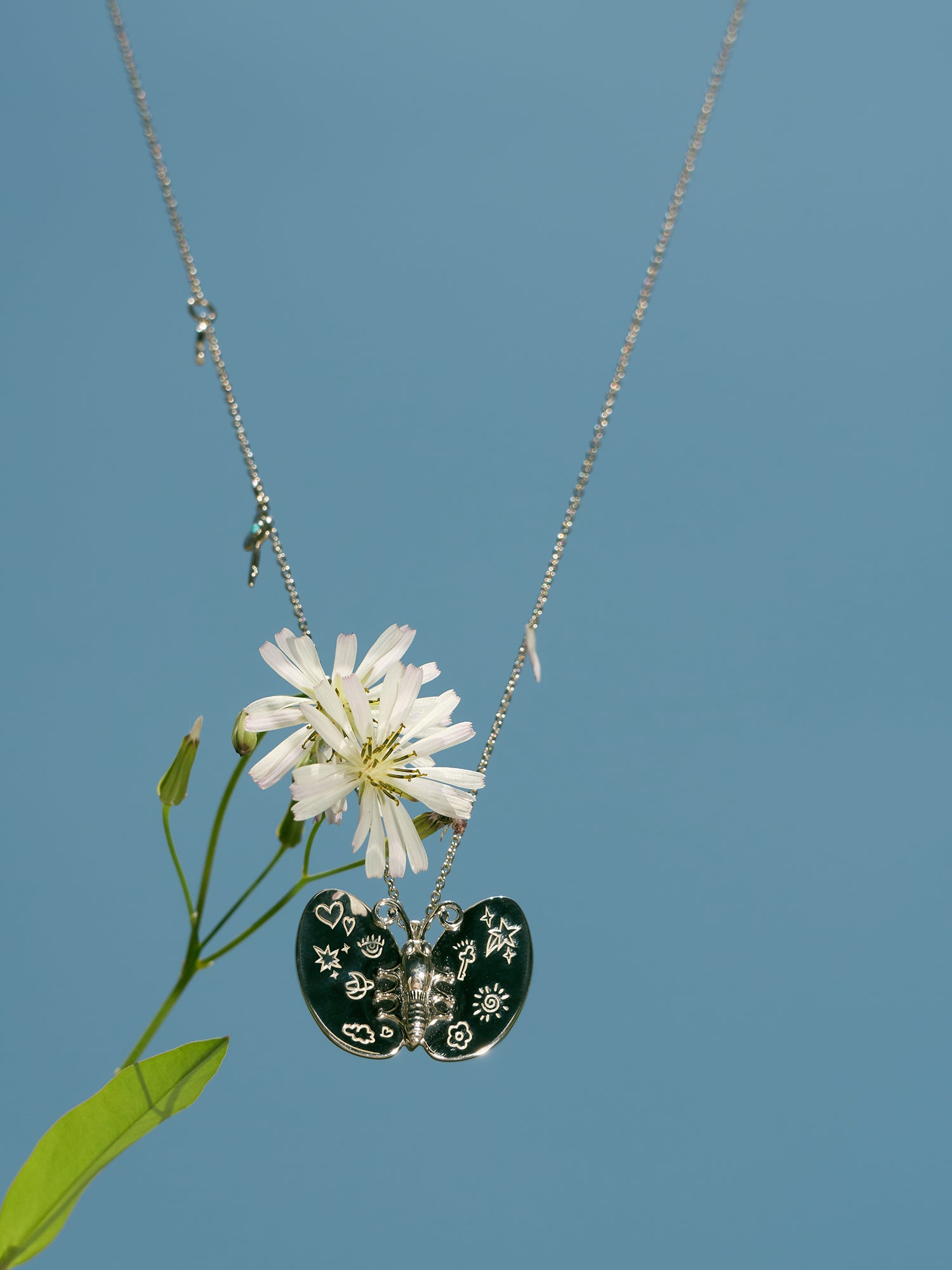 S925 Silver Butterfly Necklace with Silver Wings