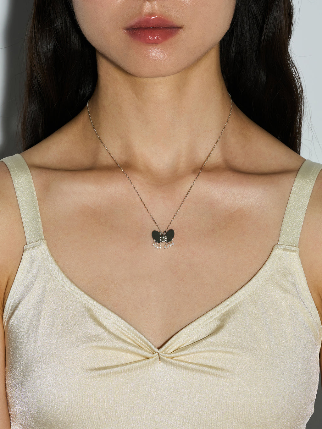 S925 Silver Butterfly Necklace with Pearl Tassels