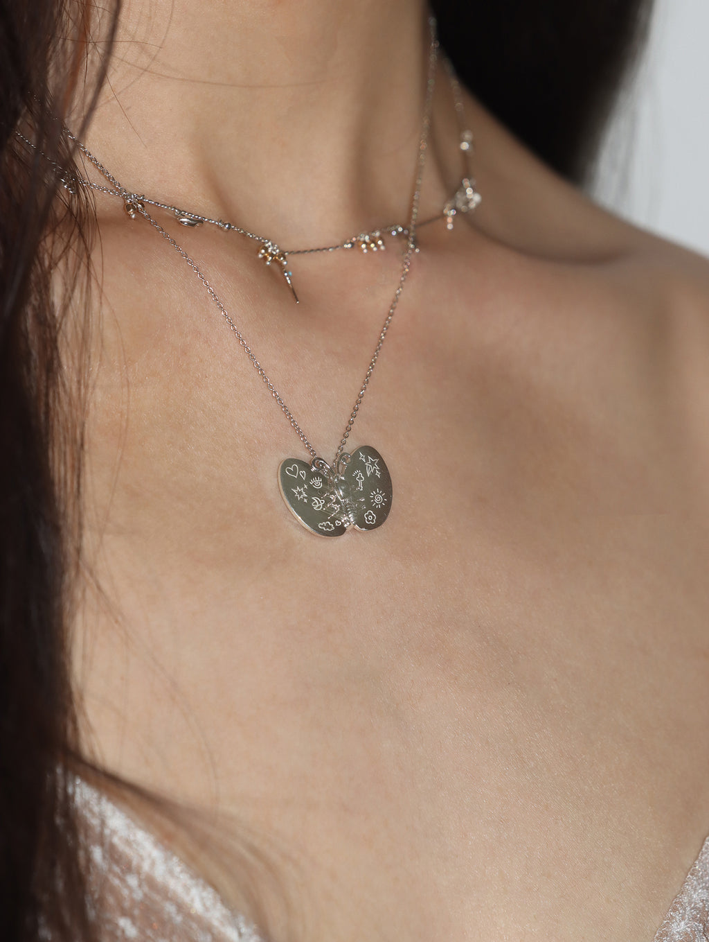 S925 Silver Butterfly Necklace with Silver Wings