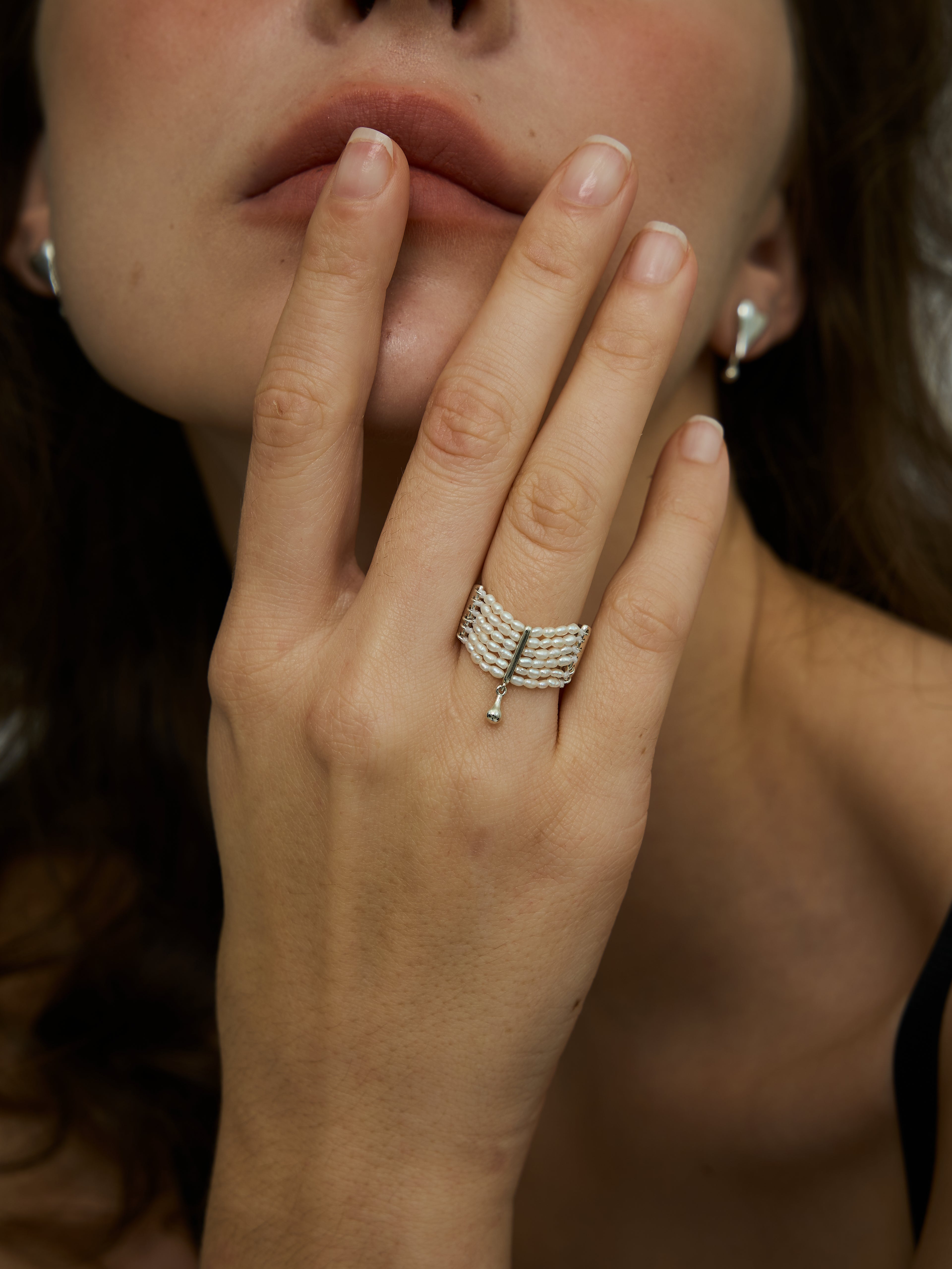 S925 Silver Six-Layer Pearl Ring