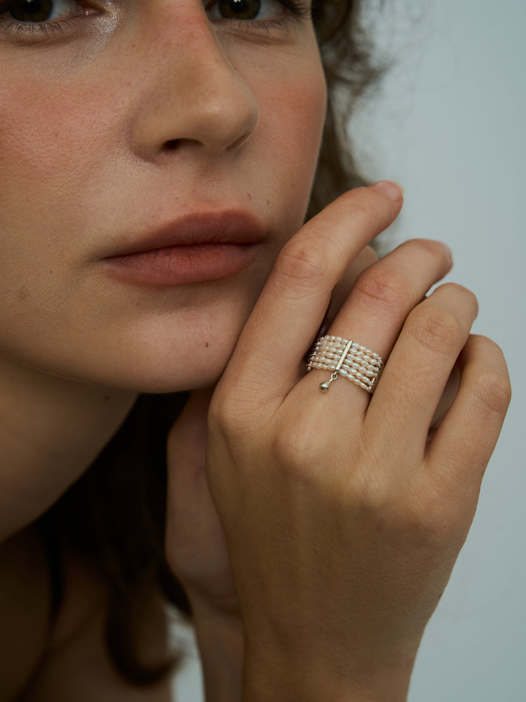 S925 Silver Six-Layer Pearl Ring