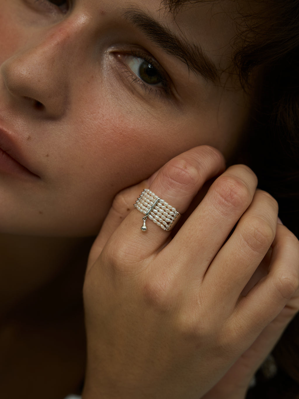 S925 Silver Six-Layer Pearl Ring