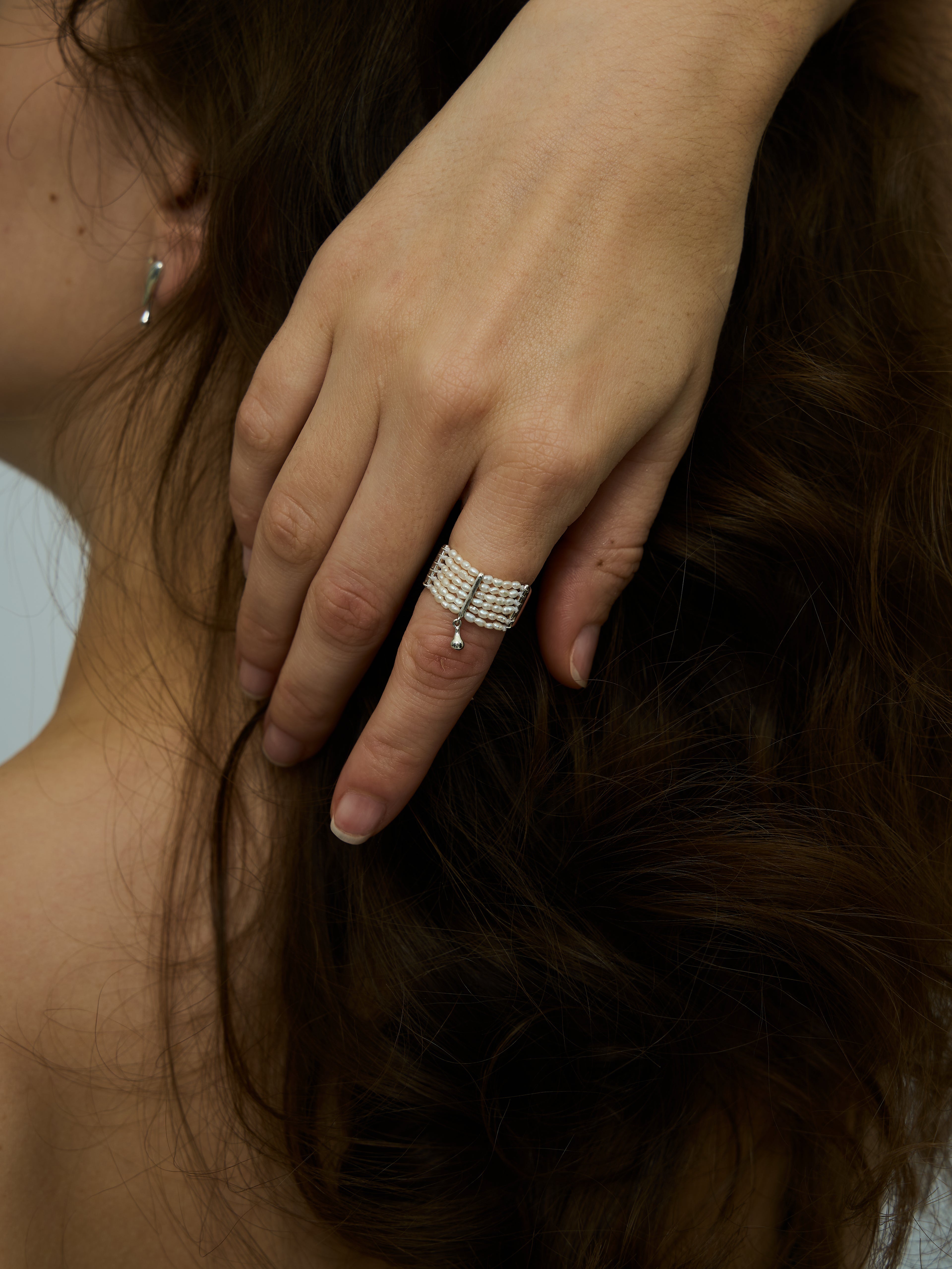 S925 Silver Six-Layer Pearl Ring