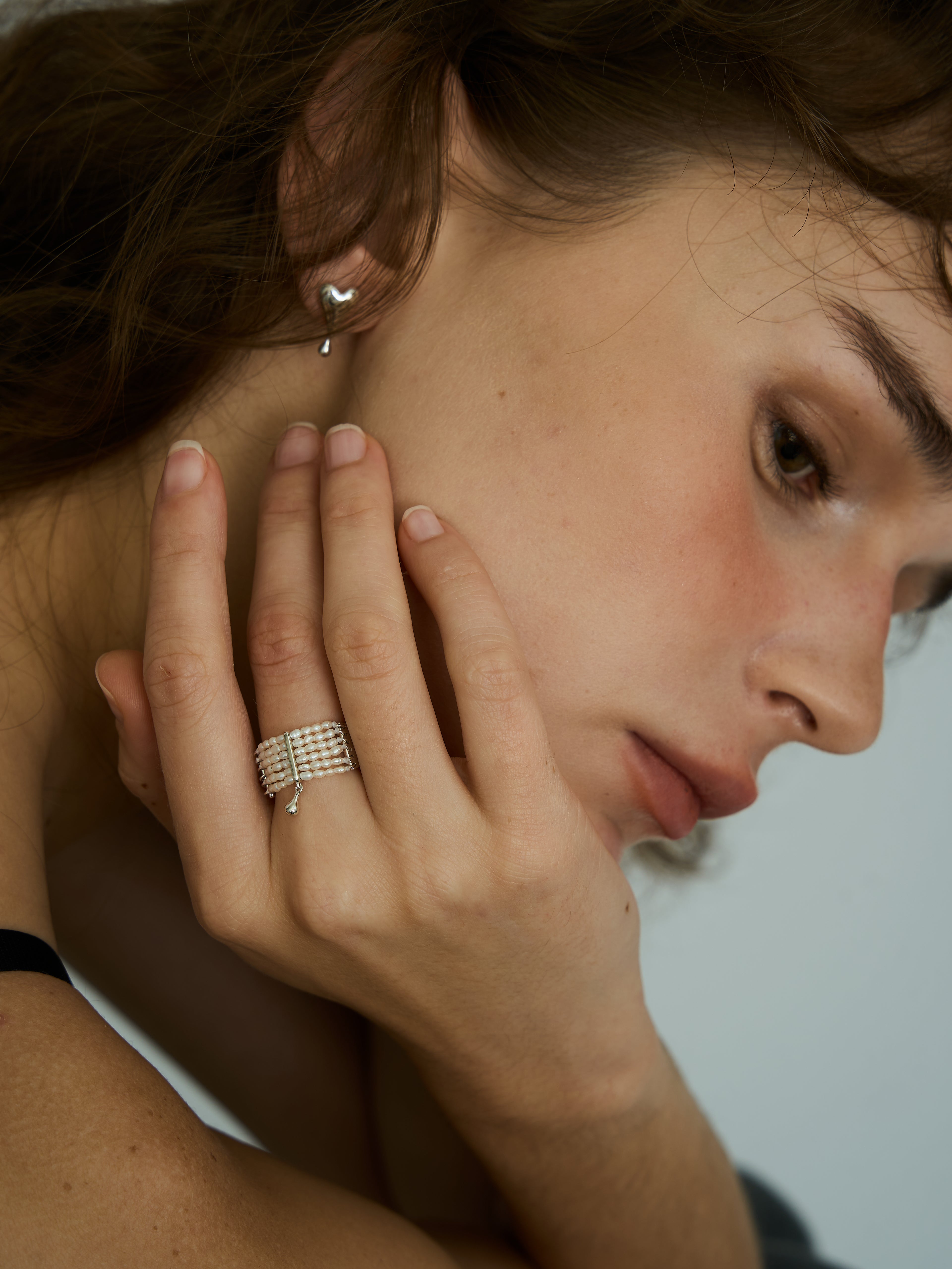 S925 Silver Six-Layer Pearl Ring