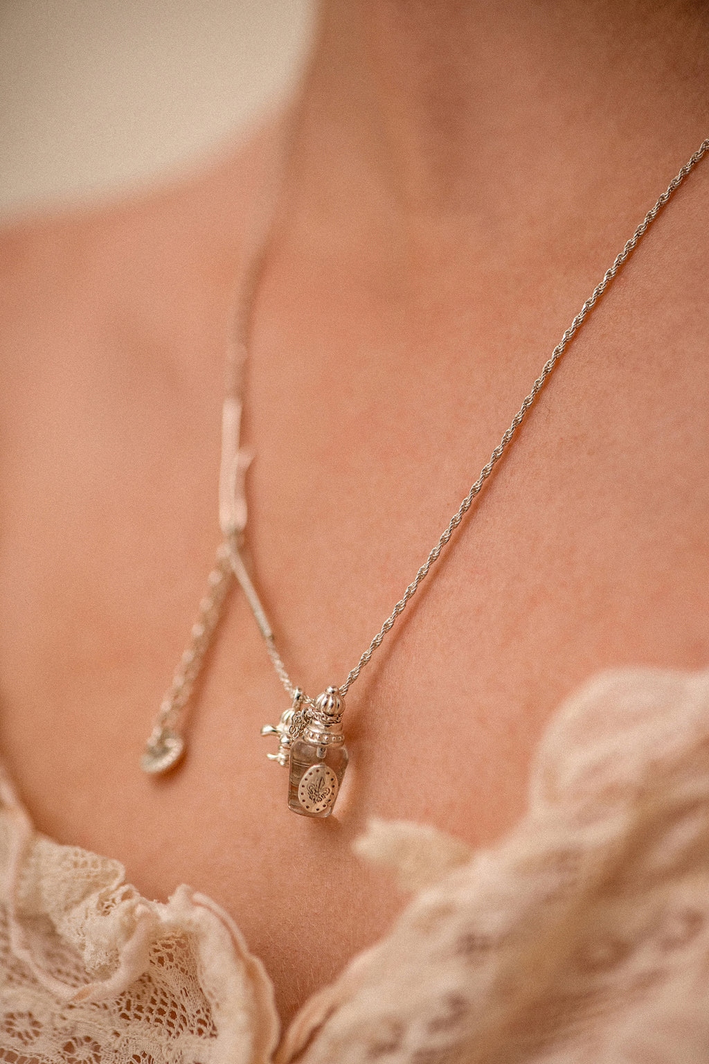 Clear Perfume Bottle Necklace