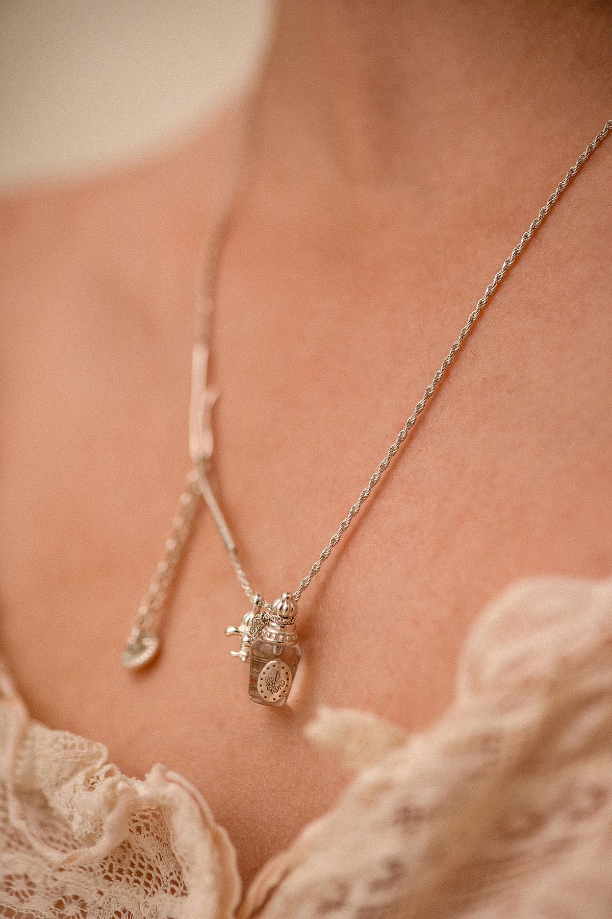 Clear Perfume Bottle Necklace