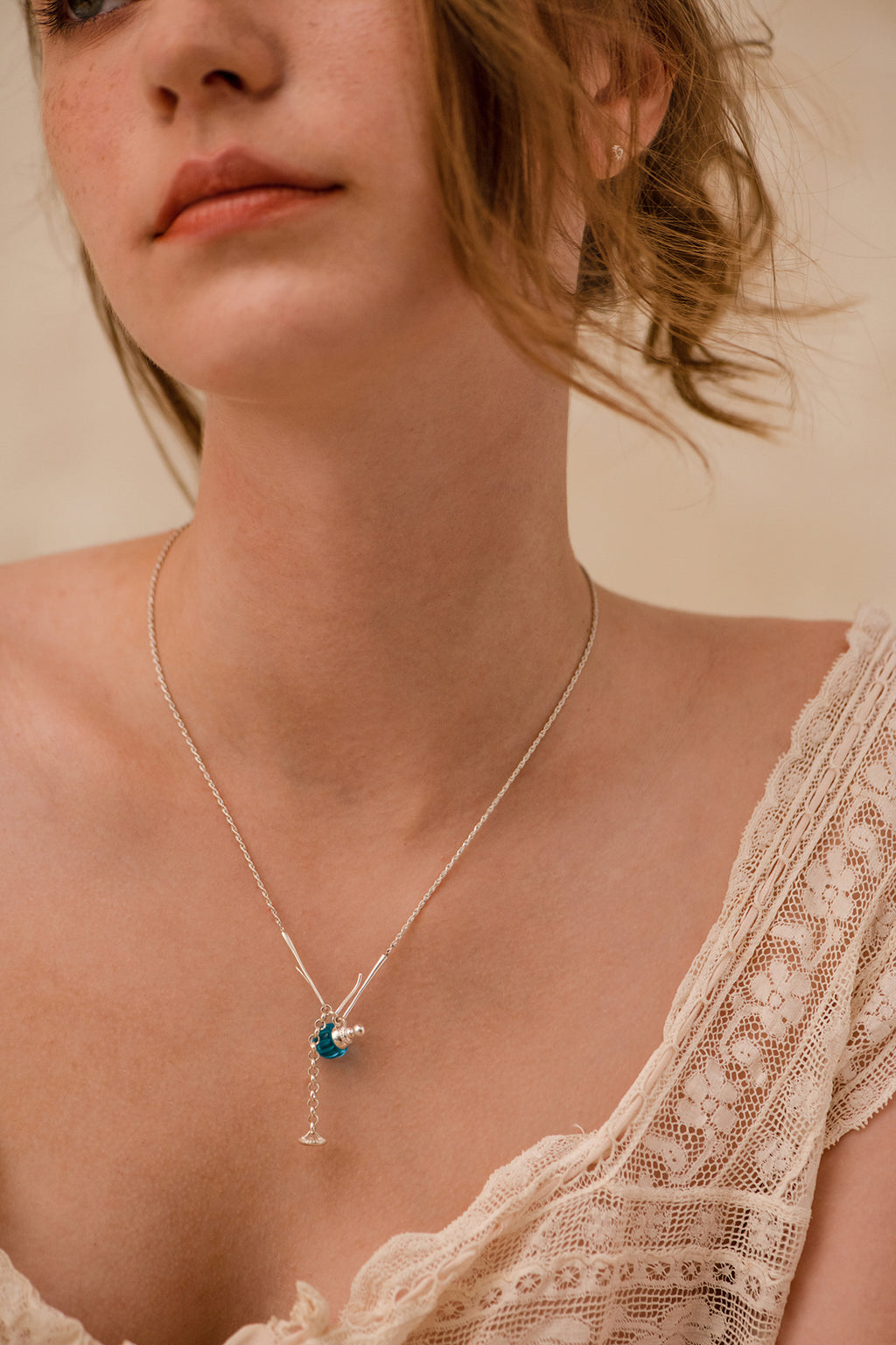 Blue Perfume Bottle Necklace