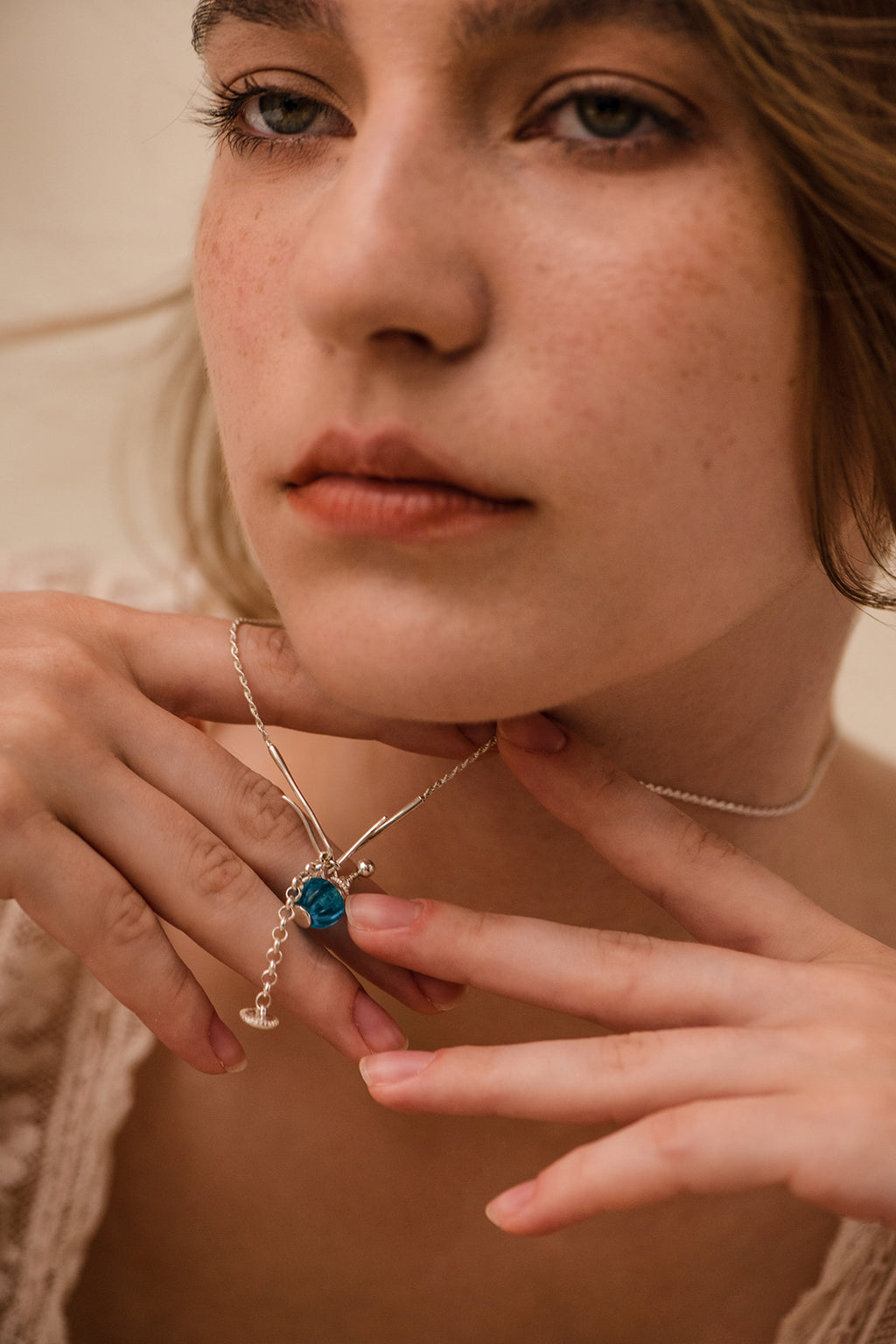 Blue Perfume Bottle Necklace