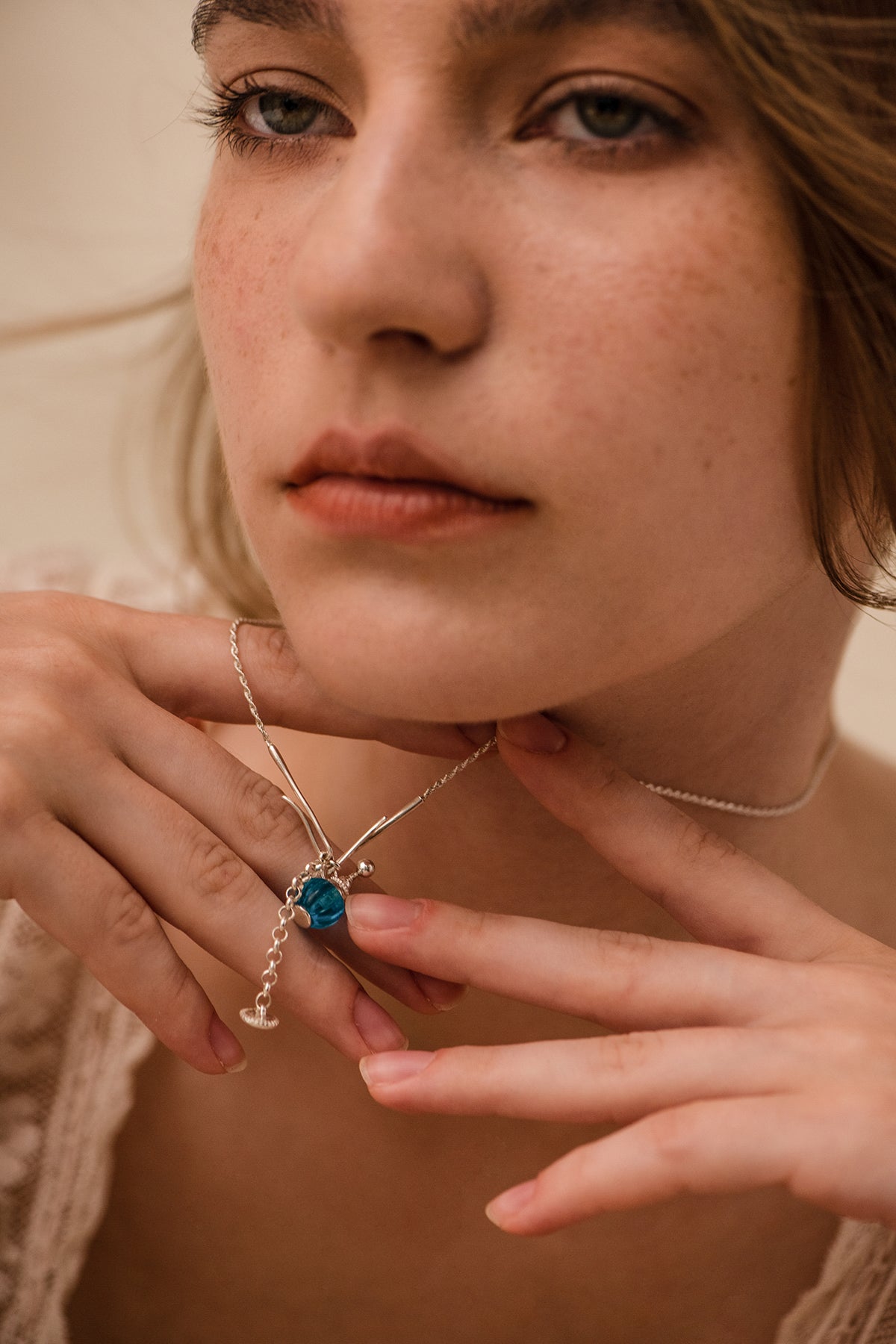 Blue Perfume Bottle Necklace