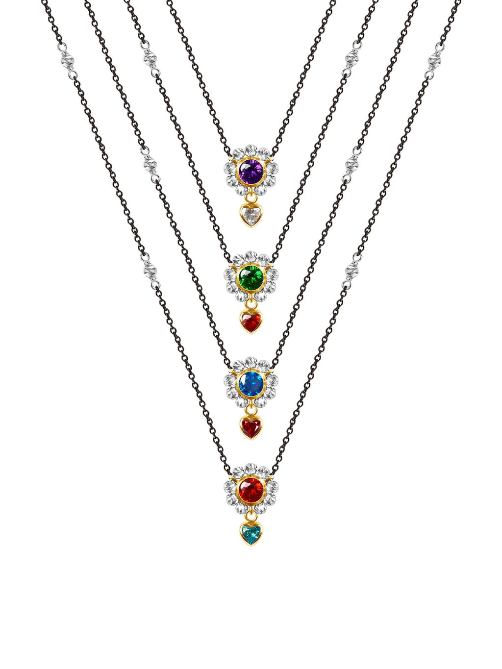 Blackened Silver Halo Necklace