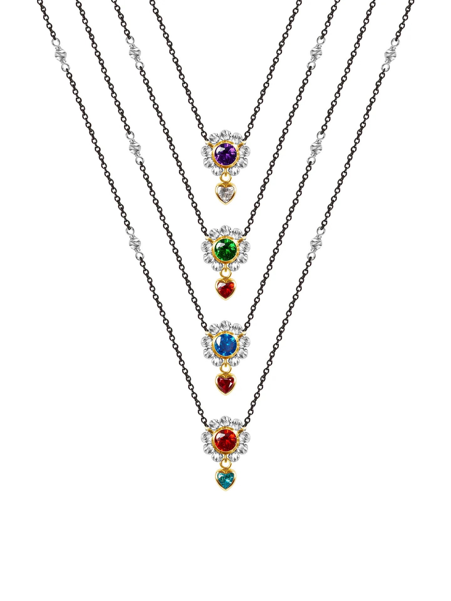 Blackened Silver Halo Necklace